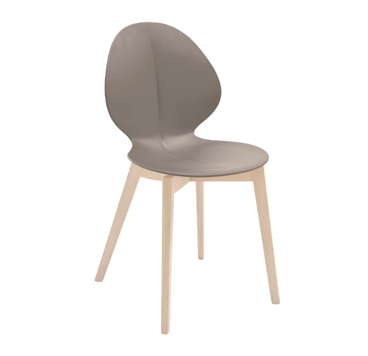 Stoel BASIL taupe zitting met gebleekte houten basis