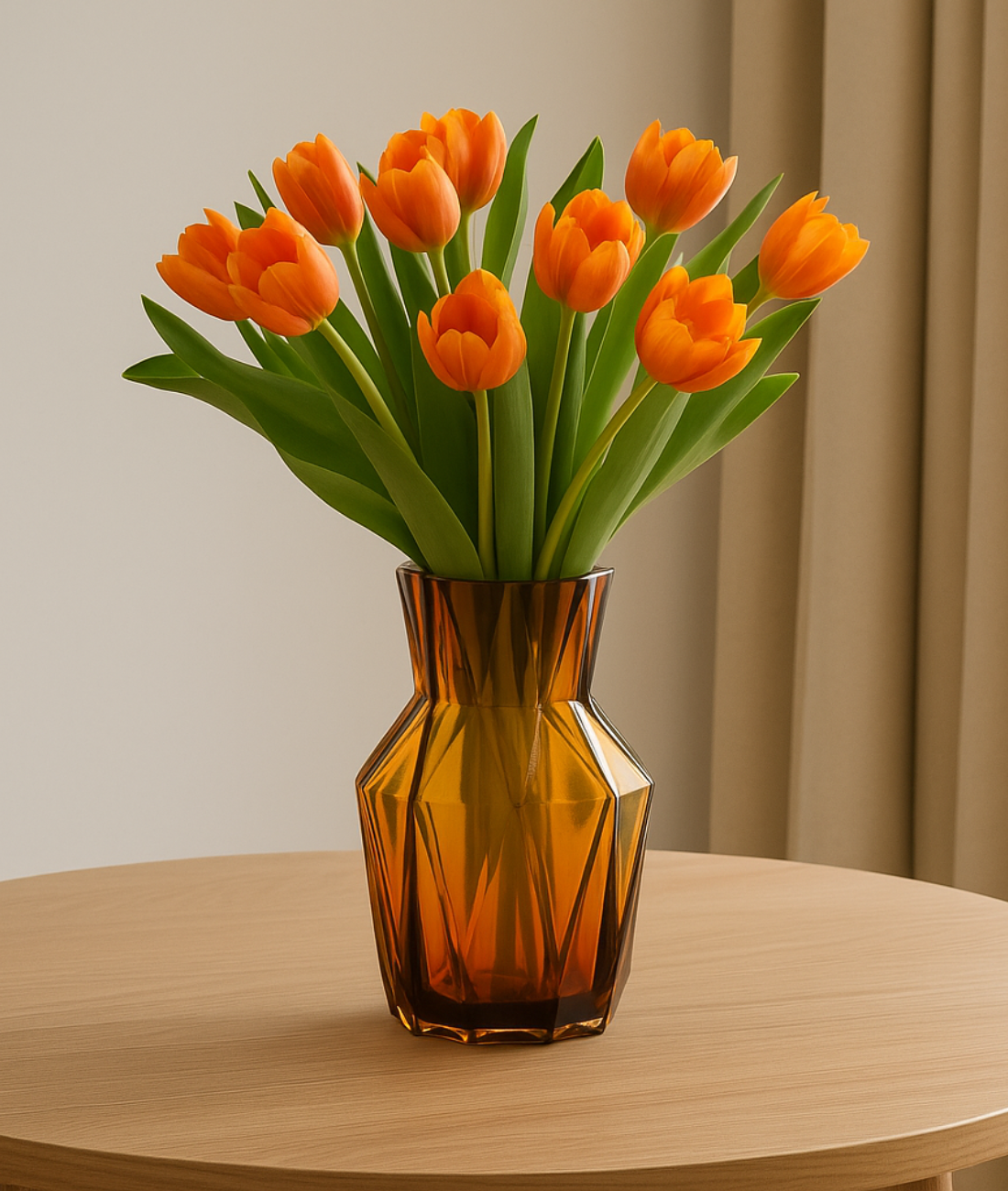 FOLDS GLASS amber vase