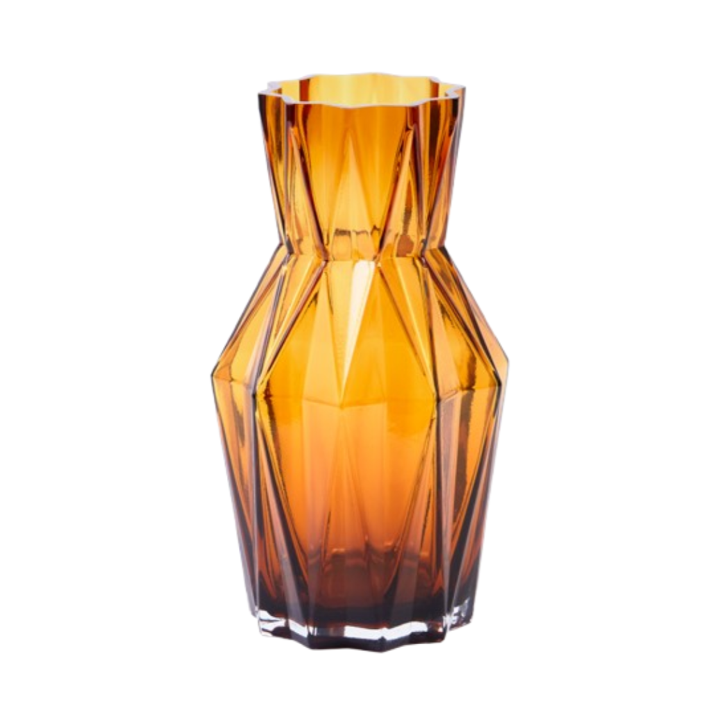 FOLDS GLASS amber vase