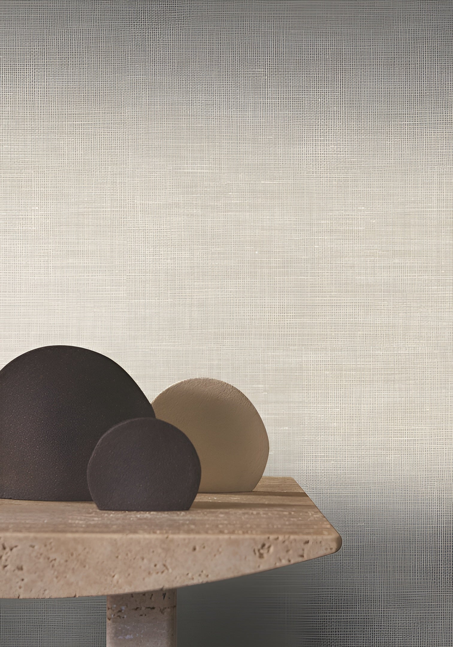 Structural wallpaper resembling linen canvas SHINOK - FICELLE muted beige