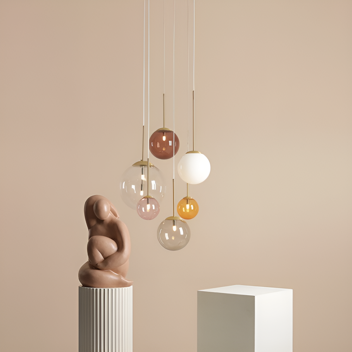 BOSSO RING Hängelampe farbiges Glas