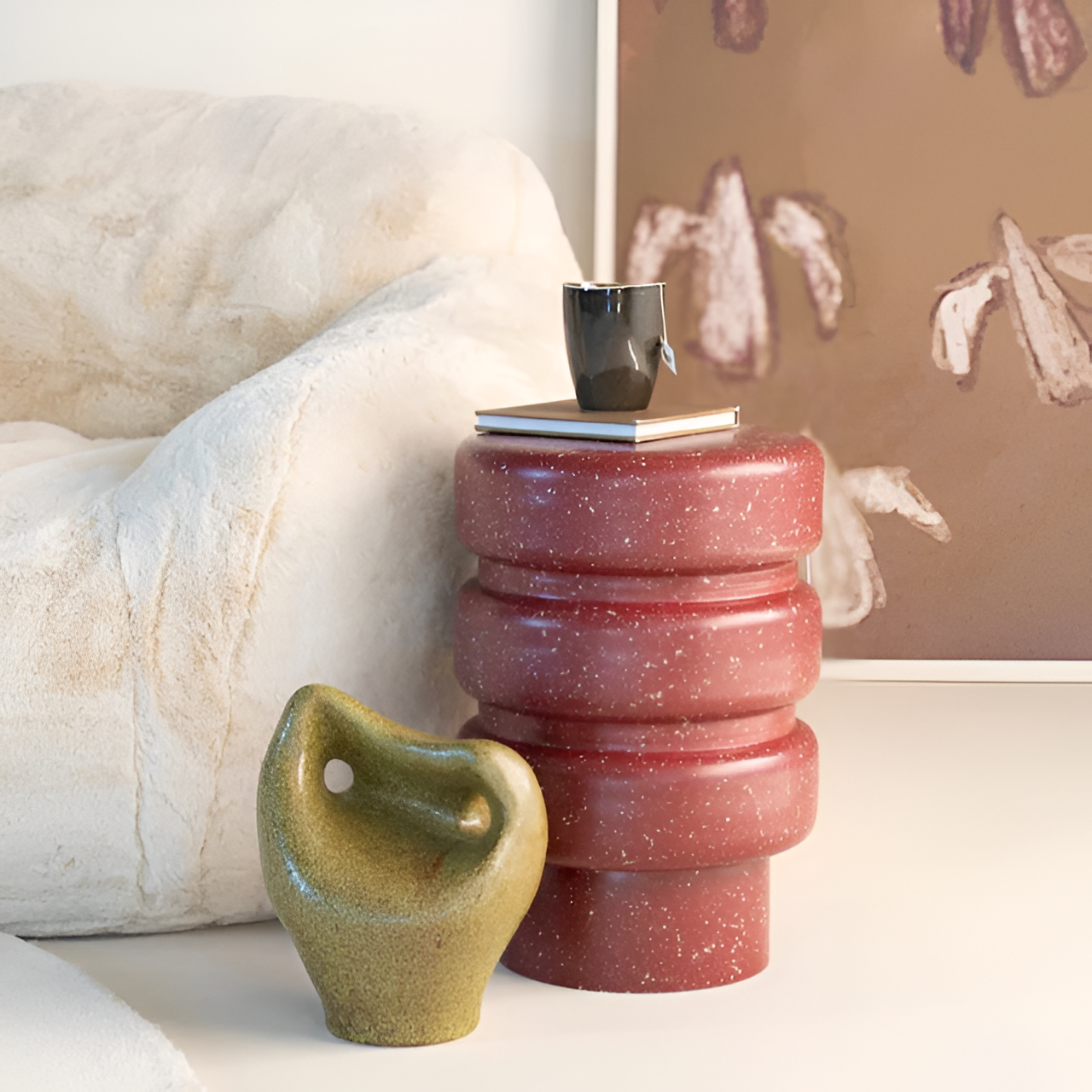 SPATTER burgundy side table