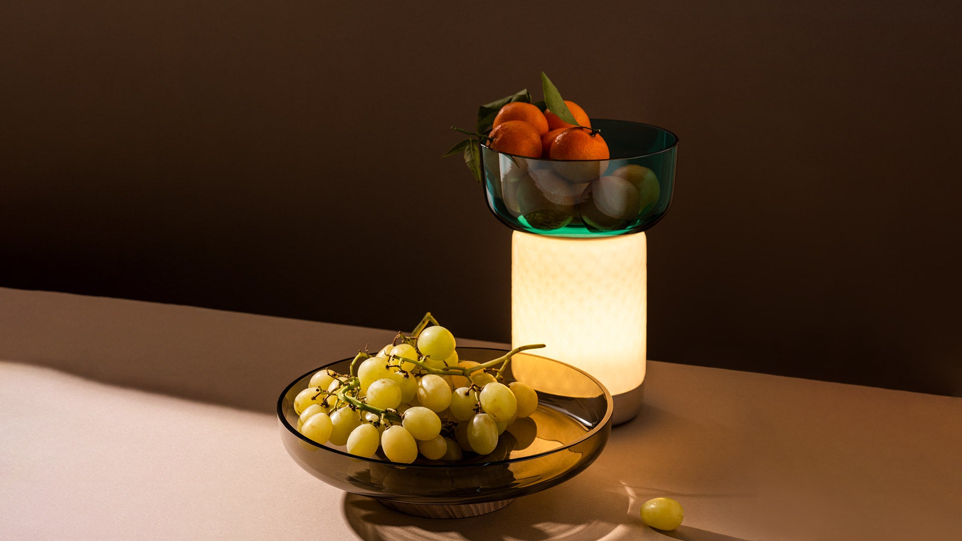 Draagbare lamp BONTA BOWL wit met turquoise