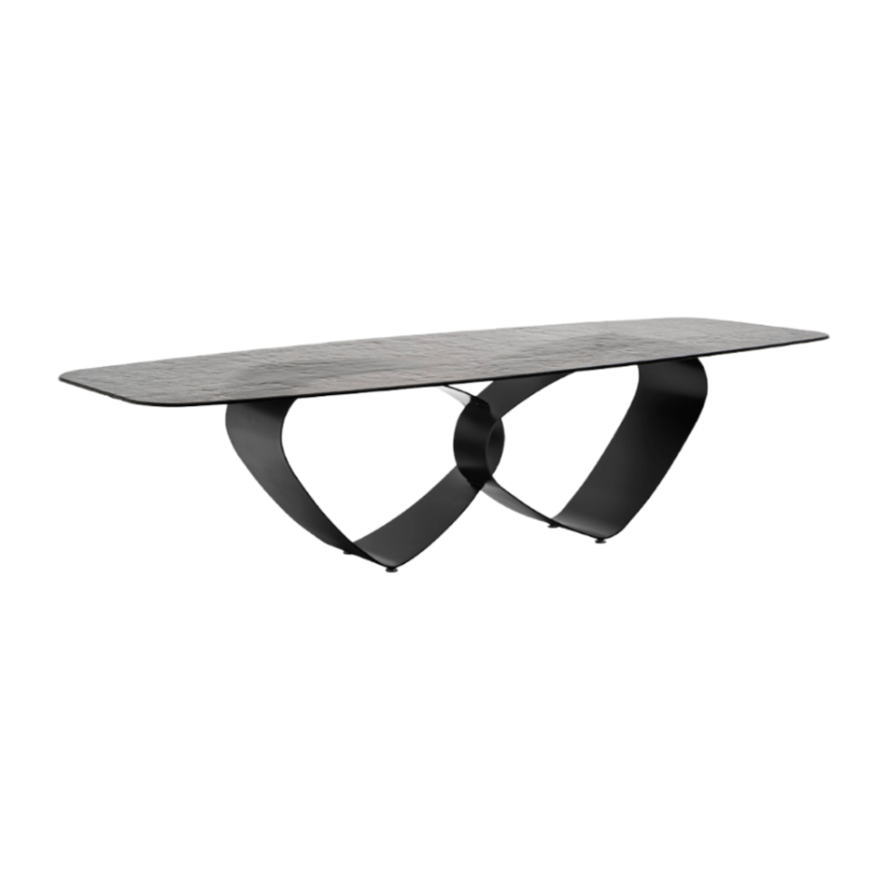 Tafel BREEZE met glazen blad en zwarte basis