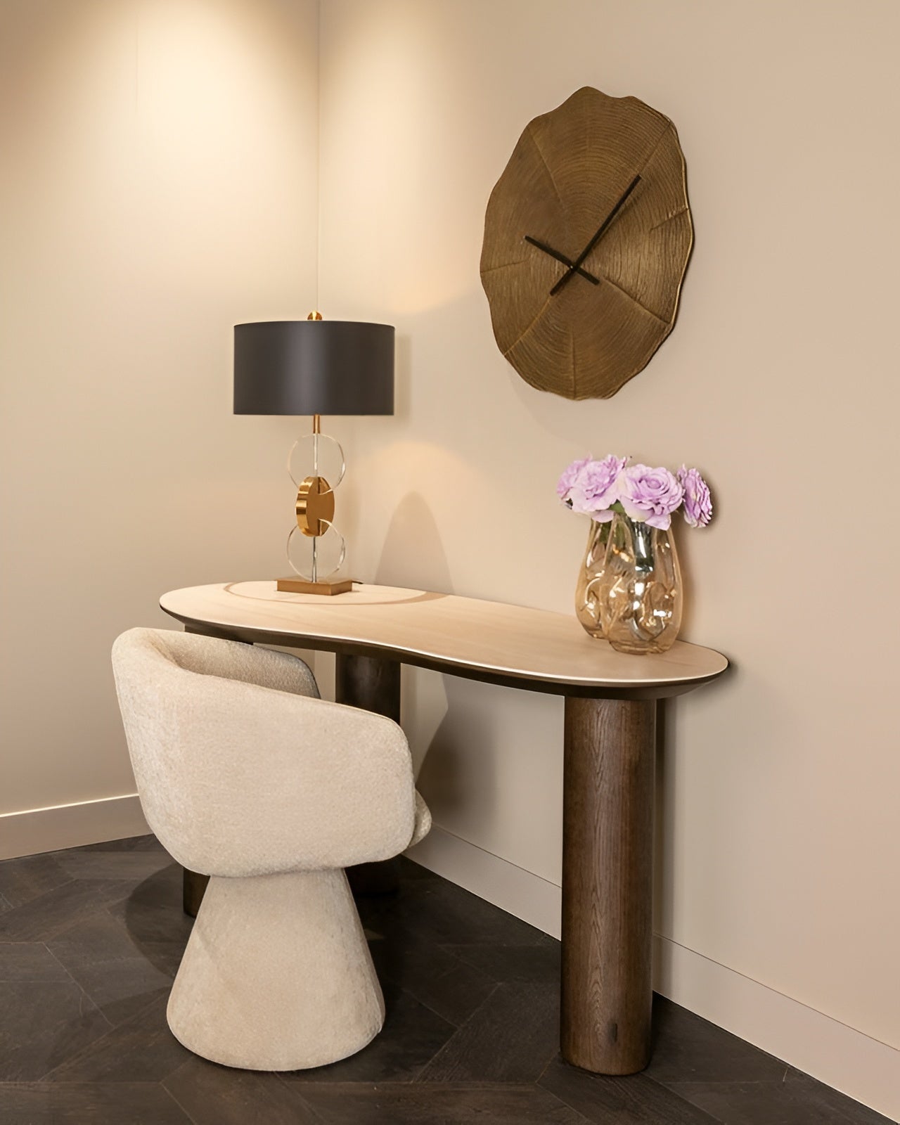 Bureau RITZ beige blad met donkerbruine basis