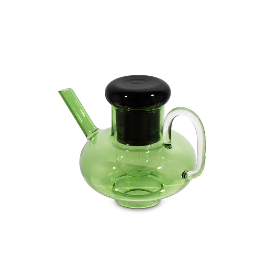 Theepot BUMP zwart-groen glas