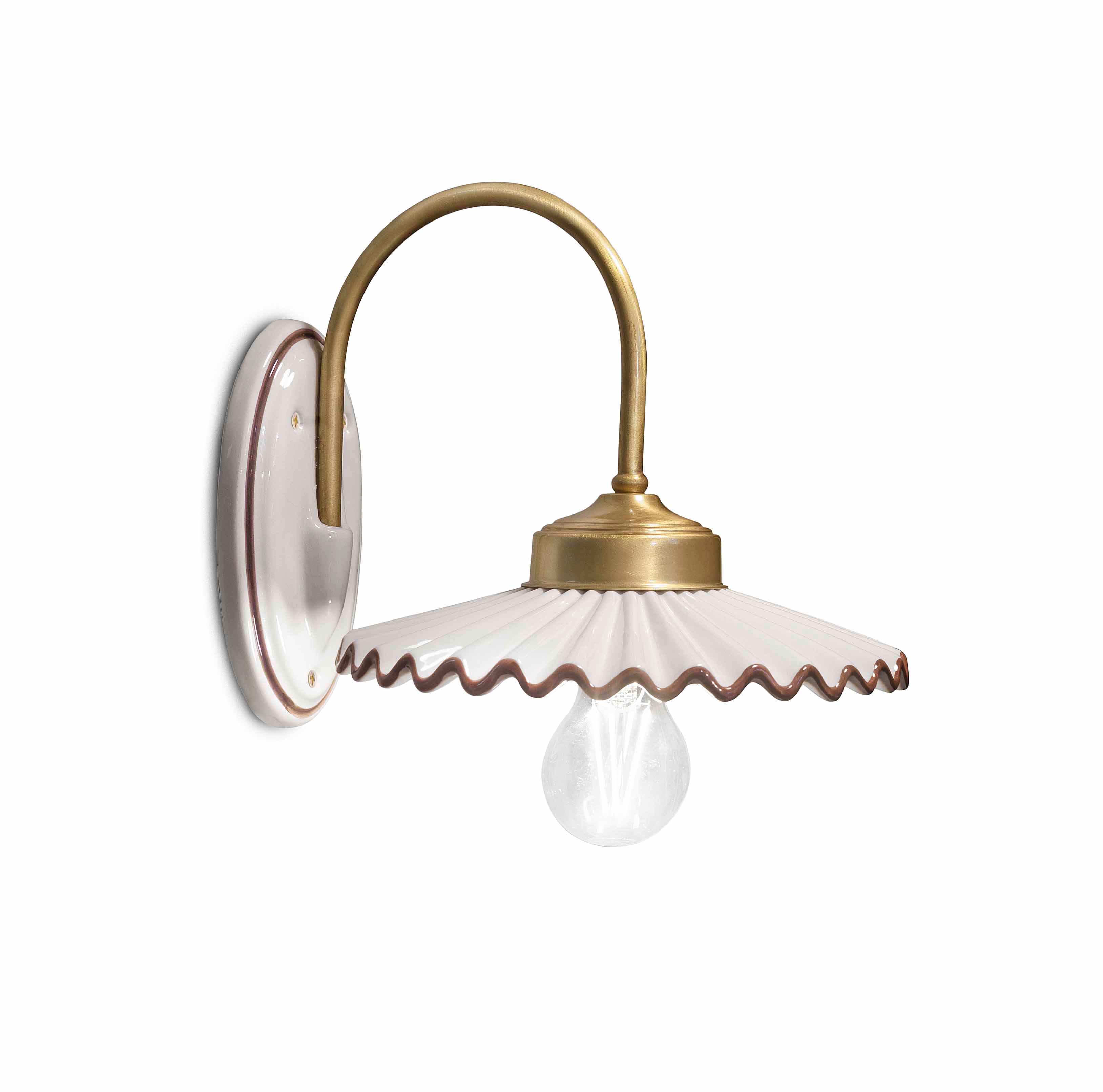 Ceramic wall lamp L’AQUILA white with mocha and gold