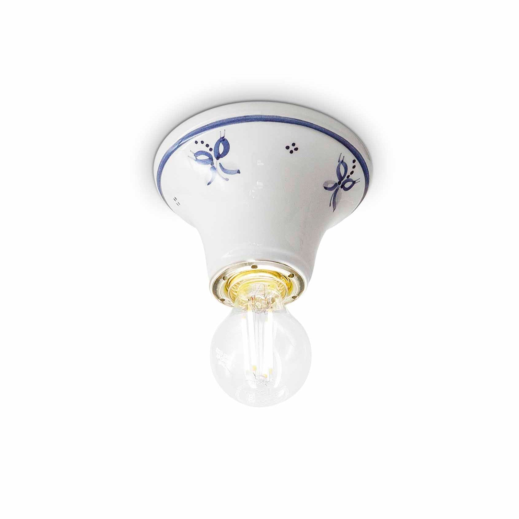 White ceramic ceiling TRIESTE with blue pattern