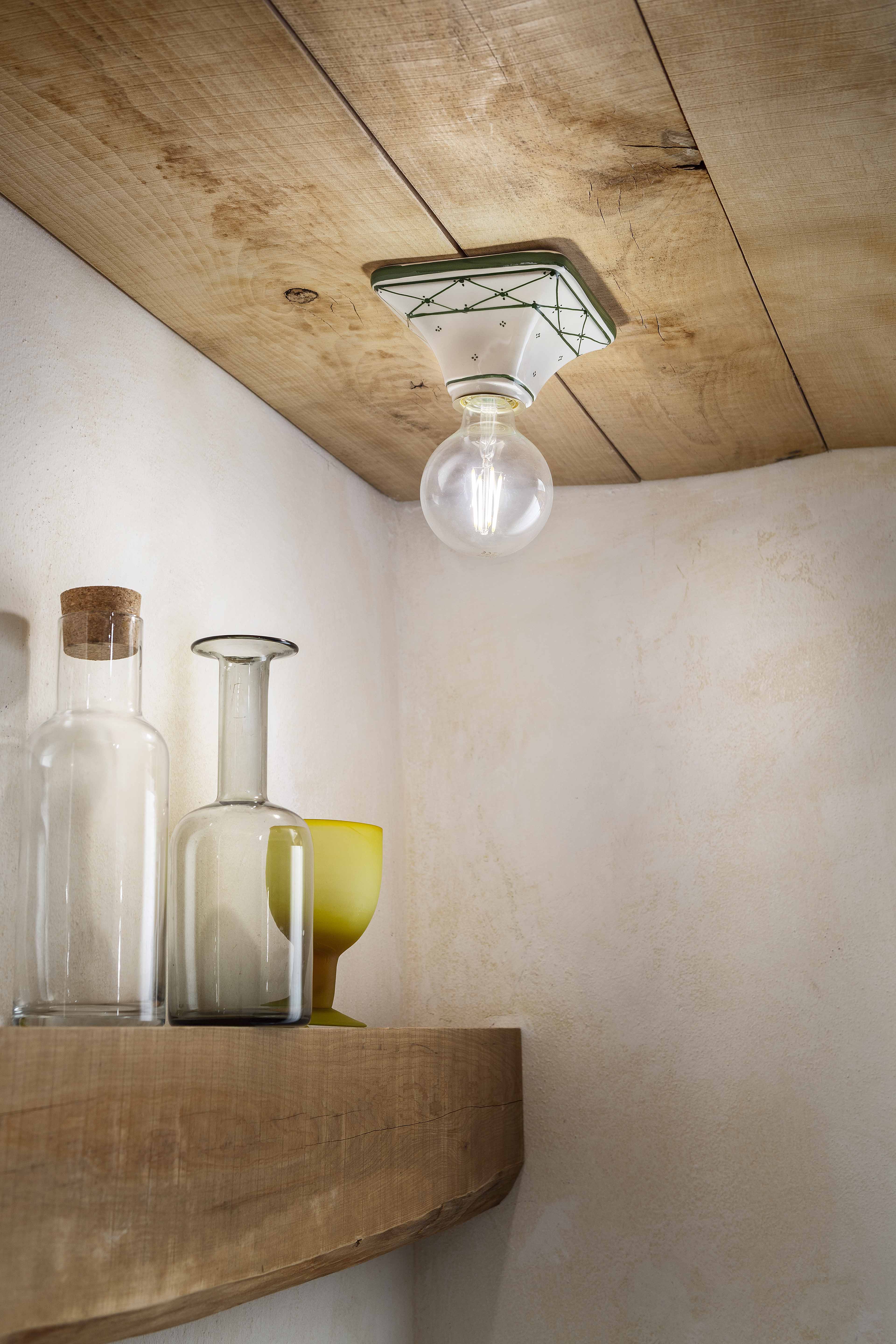 White ceramic ceiling TRIESTE with an olive pattern