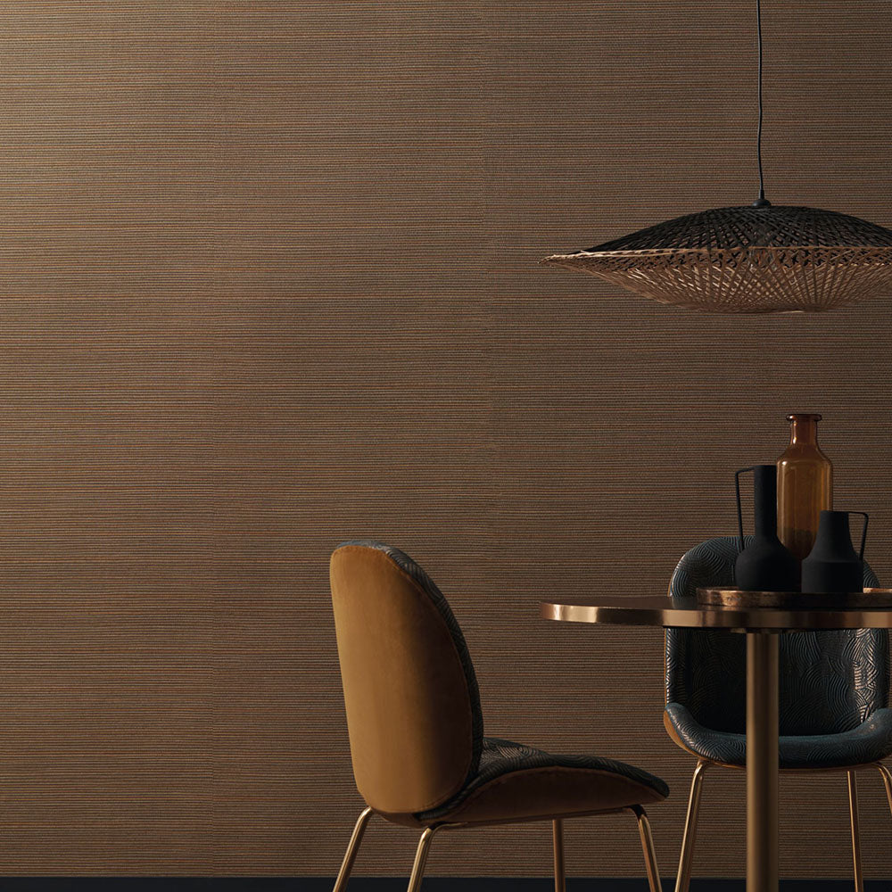 Structuurtapijt dat plantaardig canvas imiteert PANDAN - EBENE donkerbruin