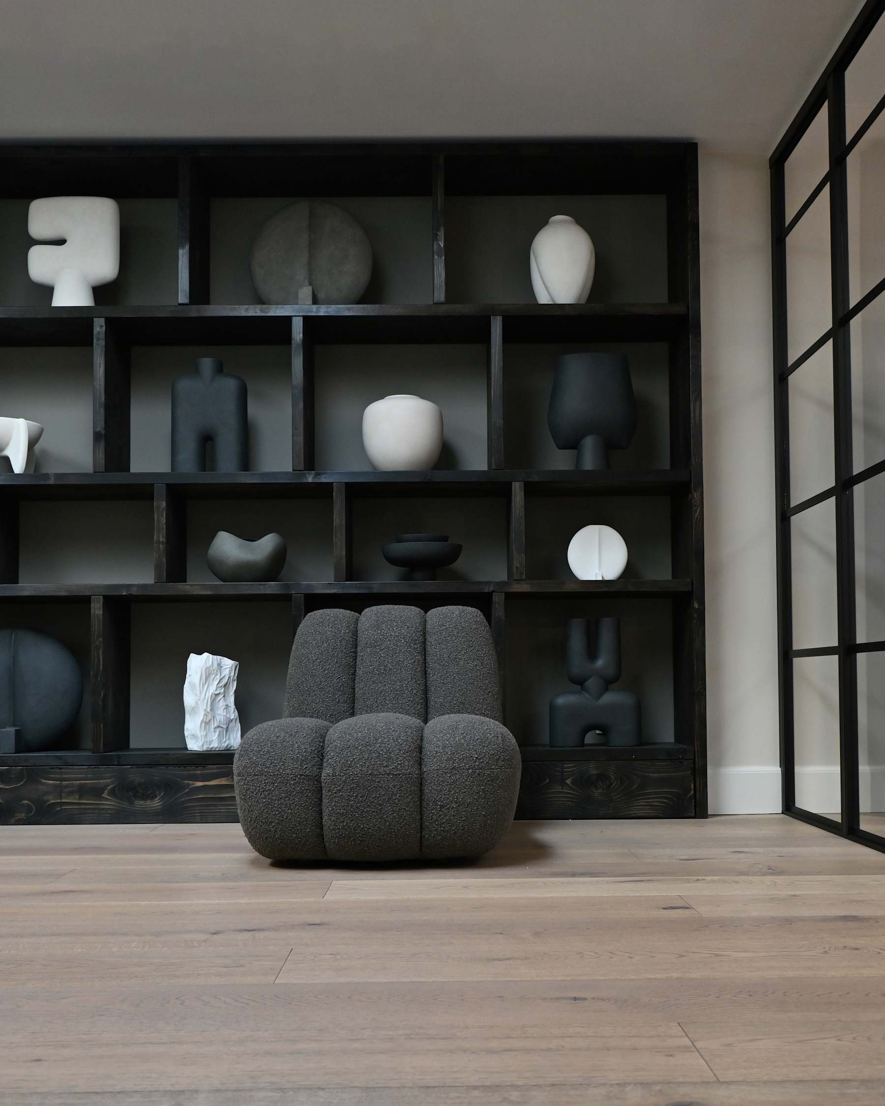 Fauteuil TOE grijs-bruin bouclé