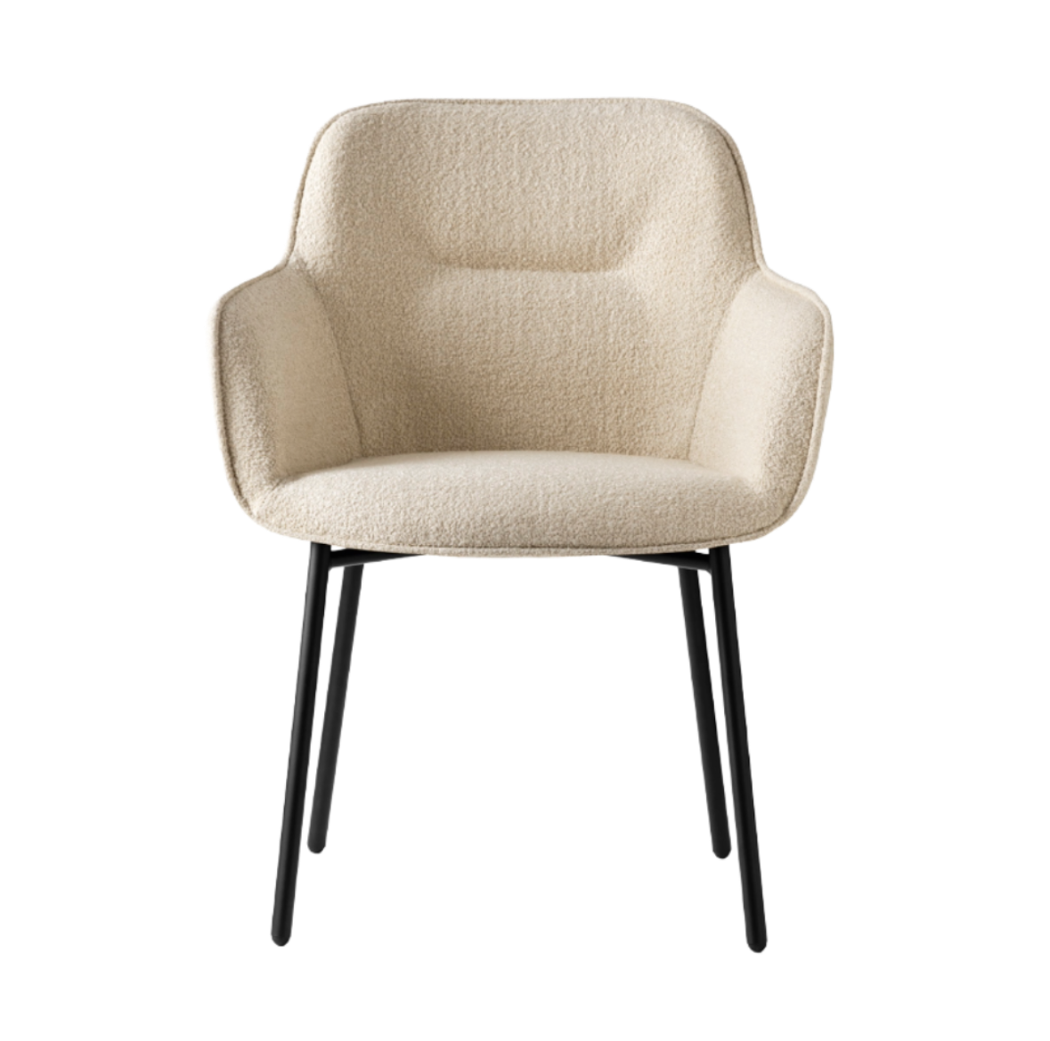 Cocoon upholstered chair with black metal base