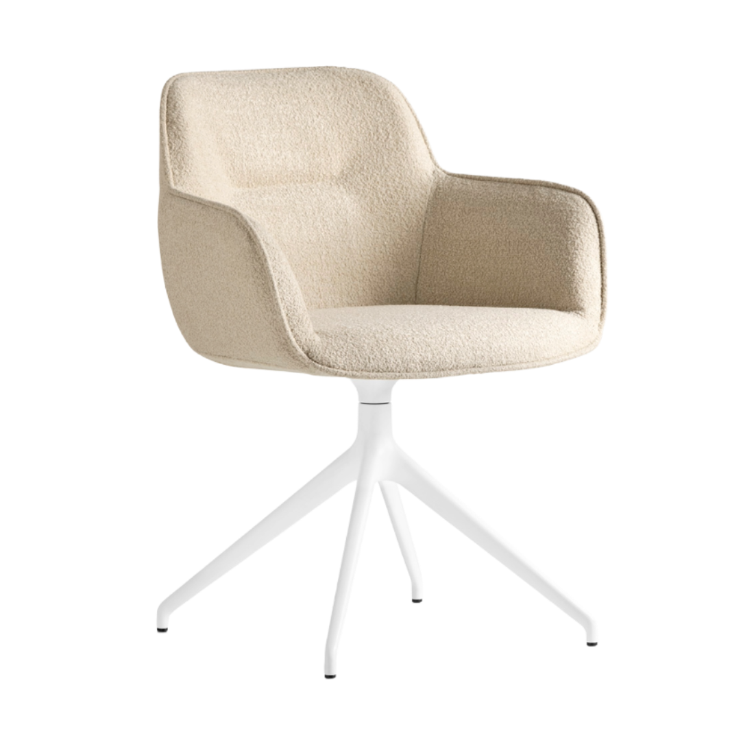 Cocoon Upholstered Swivel Chair with White Base