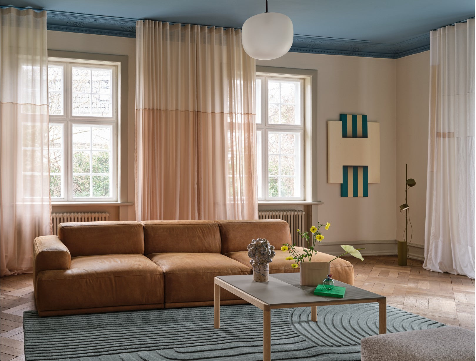 Lampa podłogowa POST brązowo-zielony