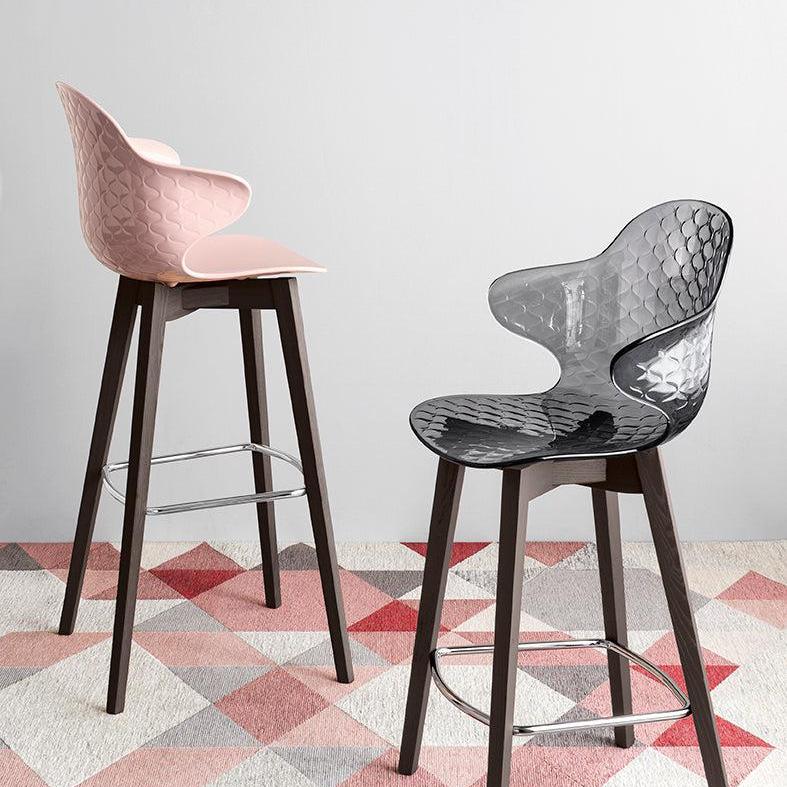 Barkruk SAINT TROPEZ met bruin zitvlak en donkere houten basis