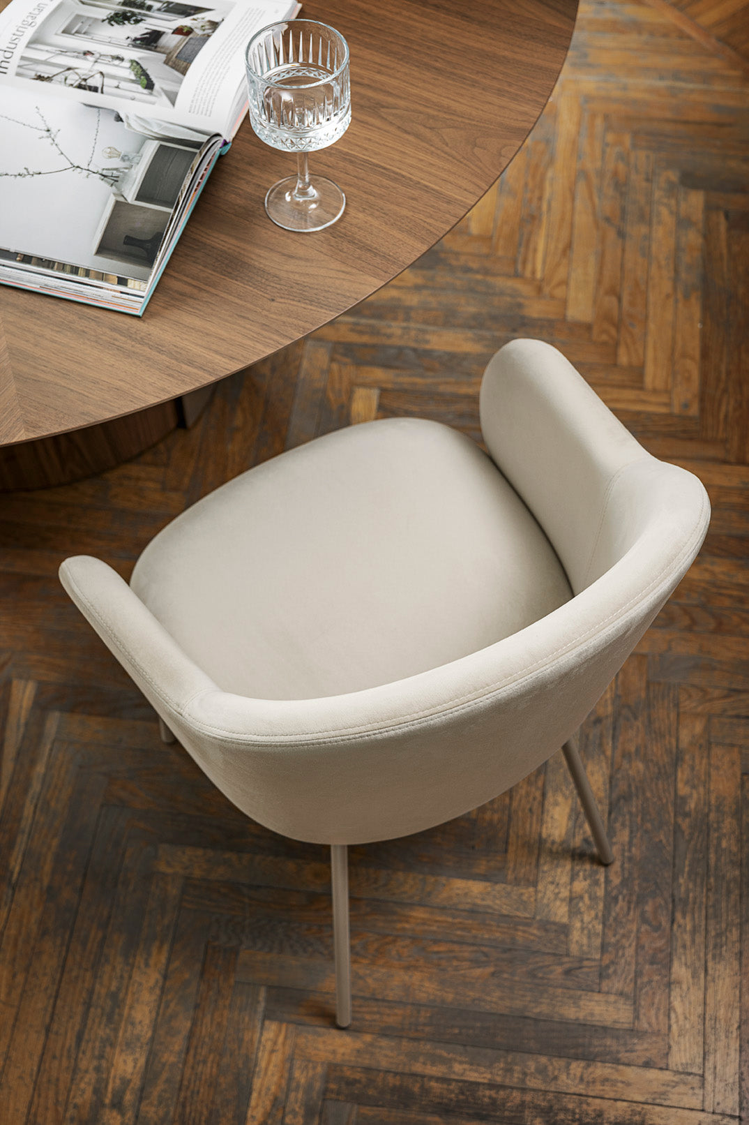 Holly FAB Armchair Upholstered with Brown Metal Base