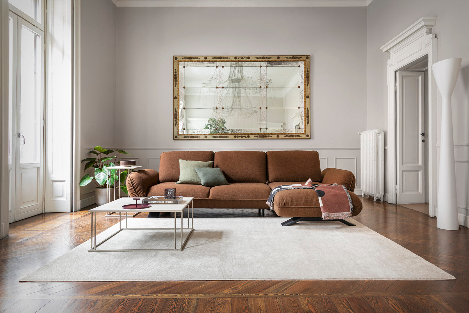 Left-sided FAVOLA upholstered corner sofa