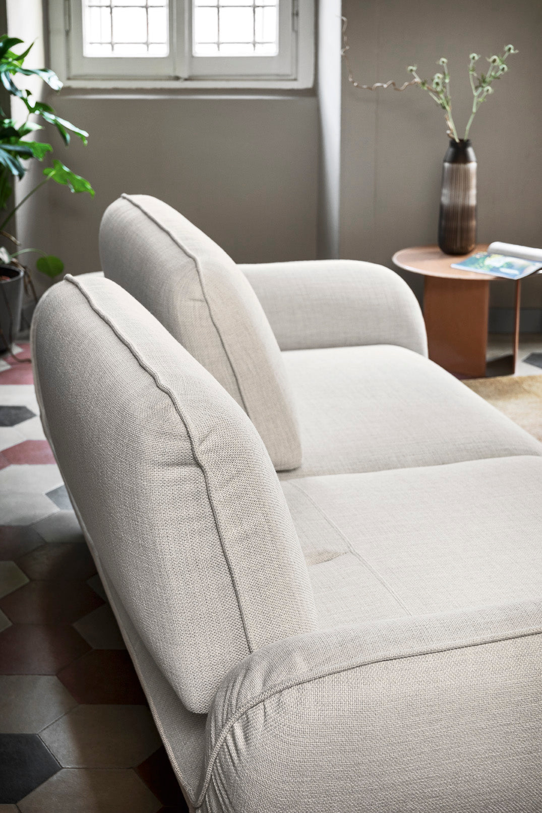 Left-sided FAVOLA upholstered corner sofa