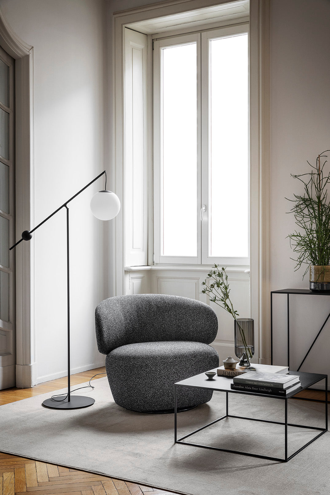 Upholstered swivel armchair MARA