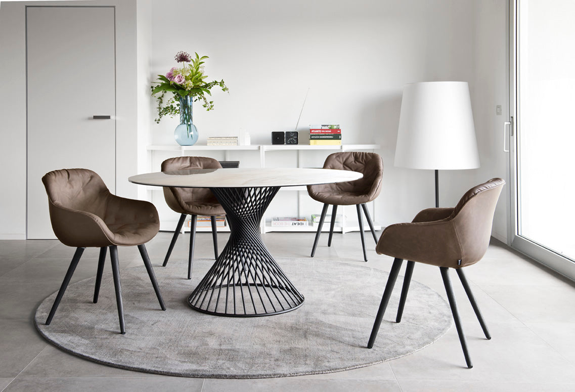 Round Table VORTEX with Cream Top and Brown Base