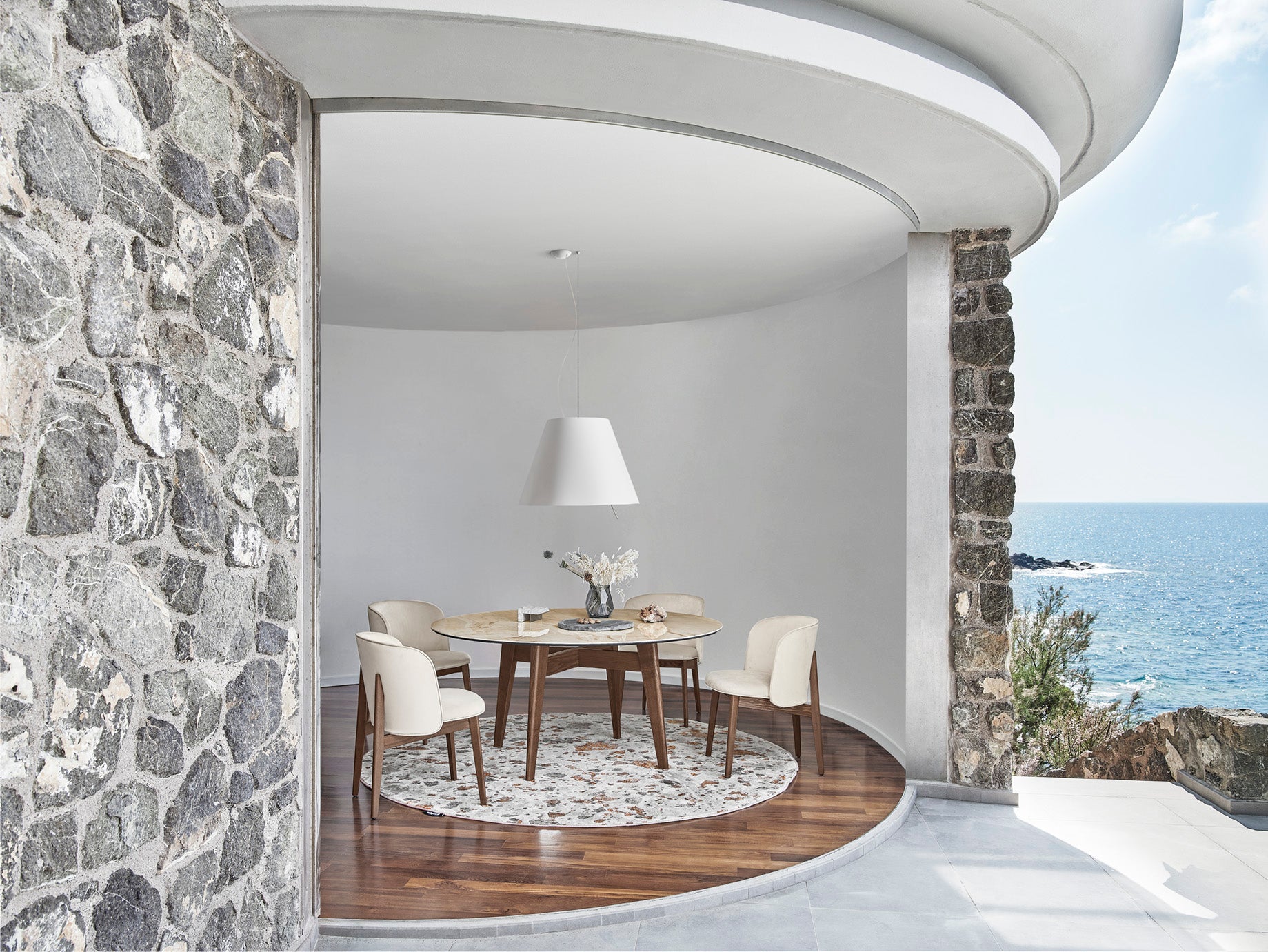 Armchair ABREY upholstered with a dark wooden base