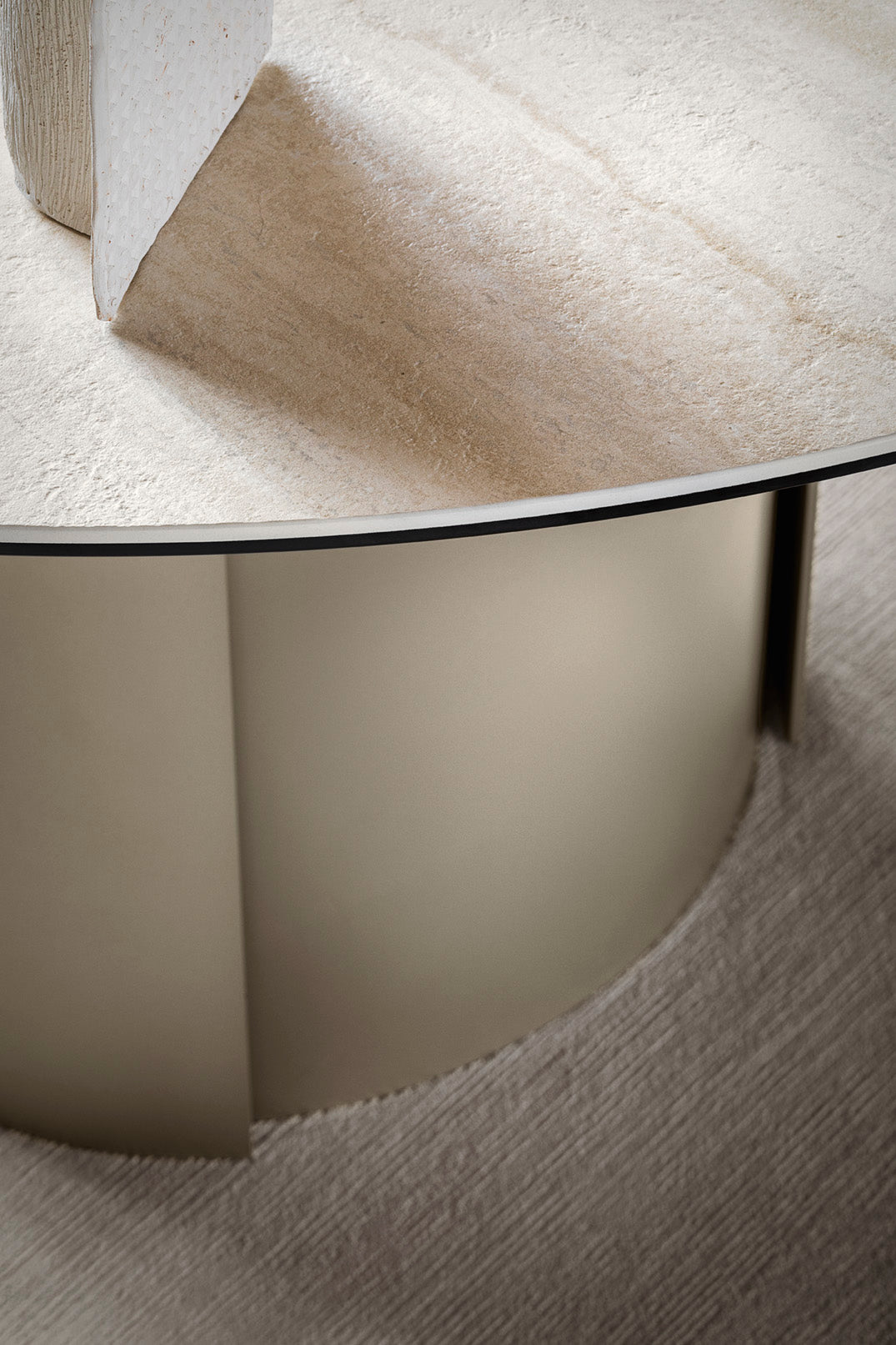 YOROI Round Table with Cream Top and Cream Base