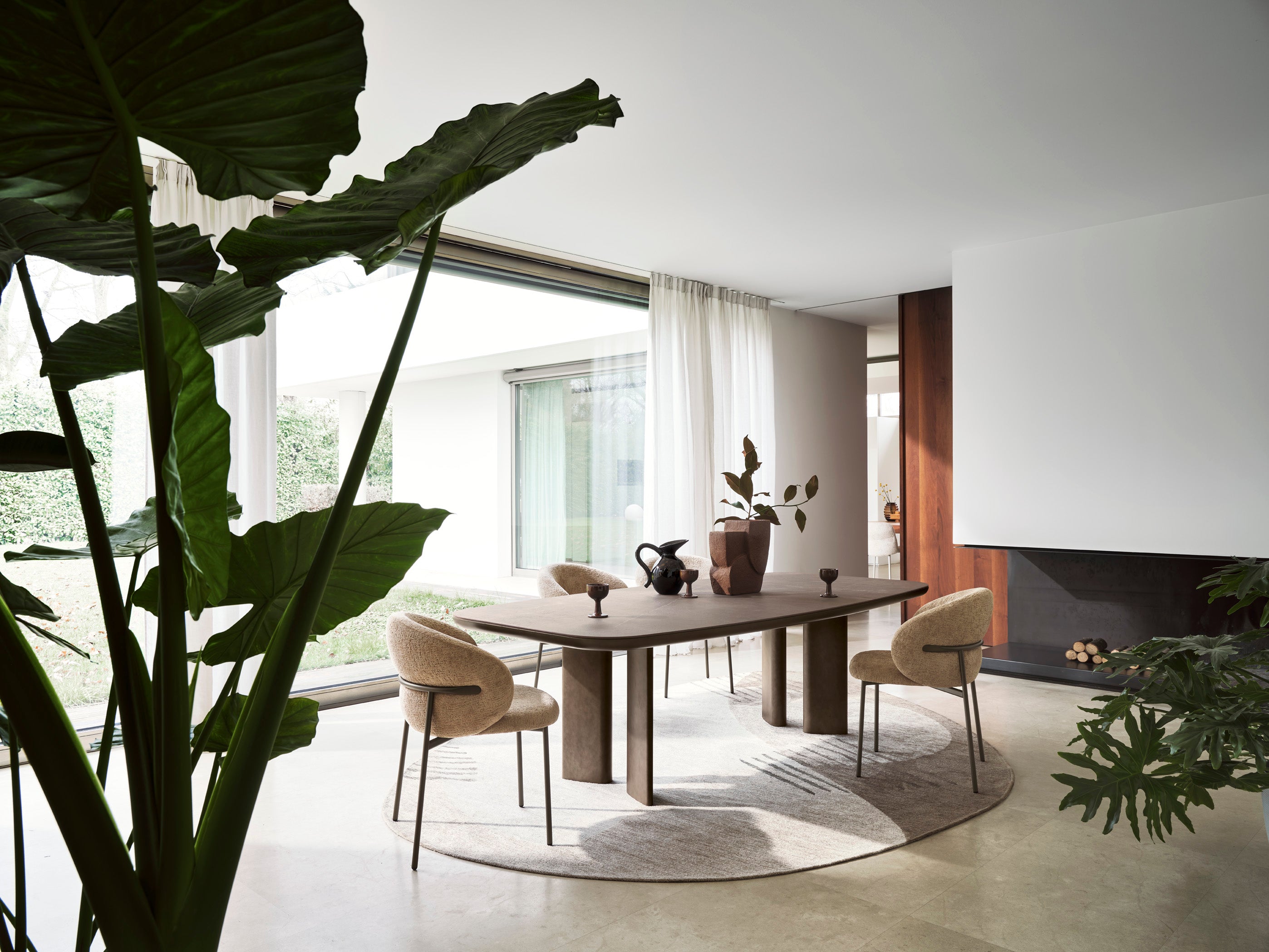 SANDY Table with Brown Top and Brown Brushed Base