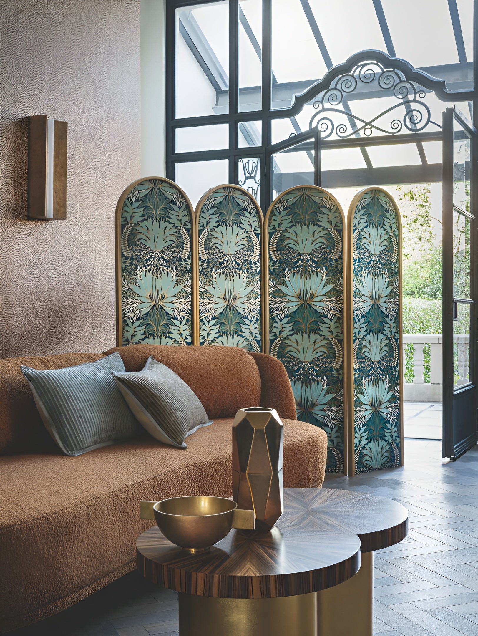 Tapete mit Pflanzenmotiv CHARDON - WEISS/GOLD weiß mit goldenen Akzenten