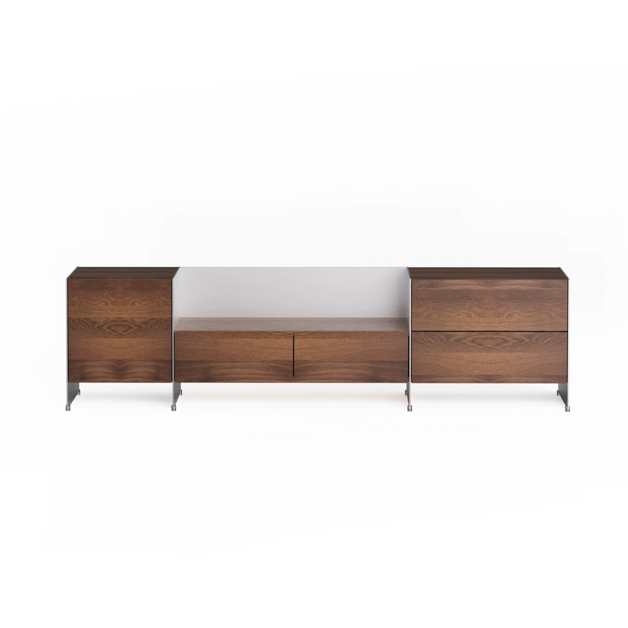 Modular Cabinet ALOOX 3 Dark Oak Wood with Aluminum Finish