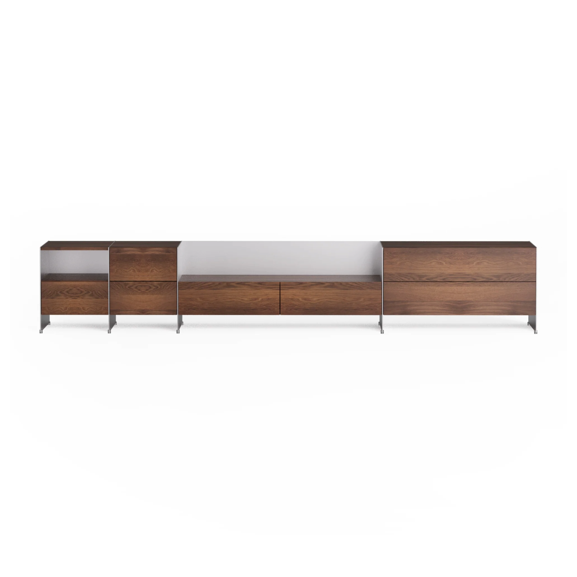 ALOOX 4 Modular Cabinet in Dark Oak Wood with Aluminum Finish