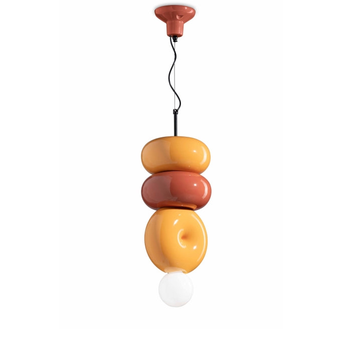 Ceramic Bumbum yellow with orange pendant lamp