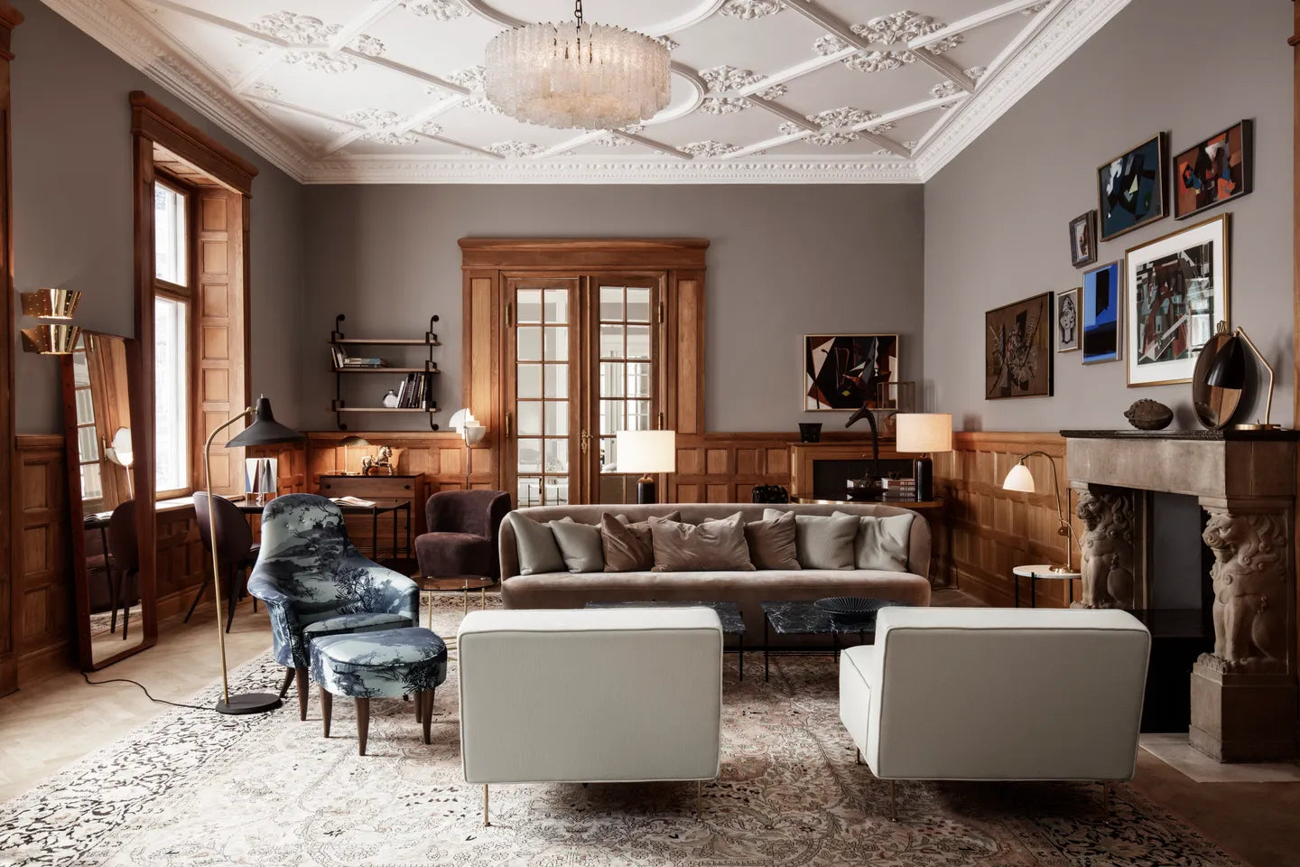 G-10 Brass Floor Reading Lamp with Black