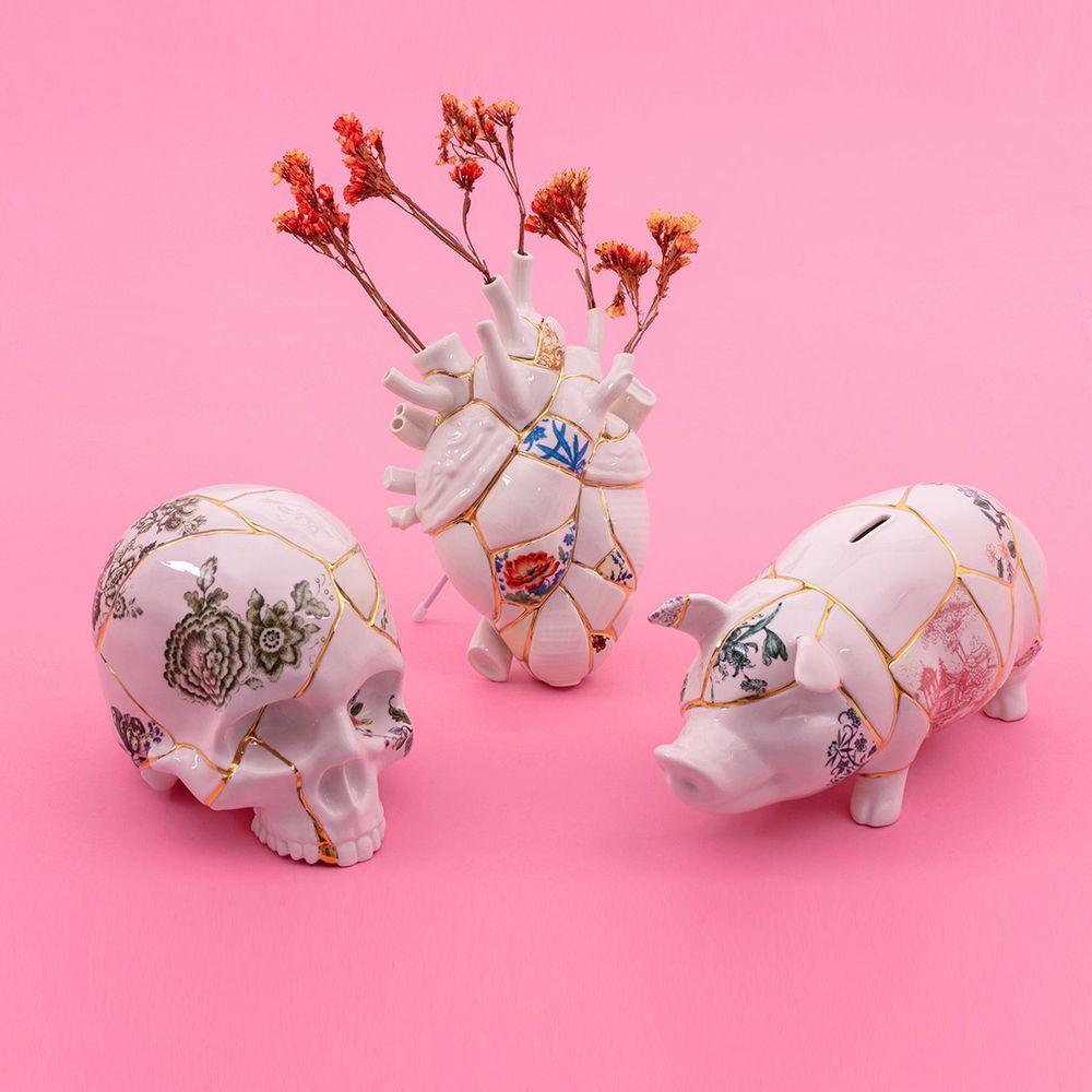 Dekoracja KINTSUGI SKULL porcelanowy Seletti Eye on Design