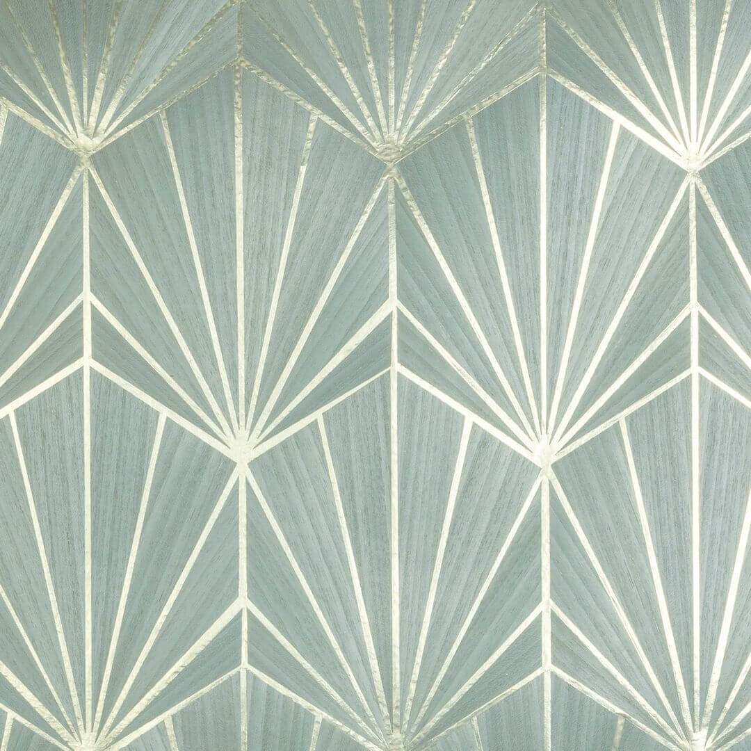 Art Deco Geometric Patterned Veneer Wallpaper MYTHIQUE - PLATINUM BLUE PLATINE platinum blue
