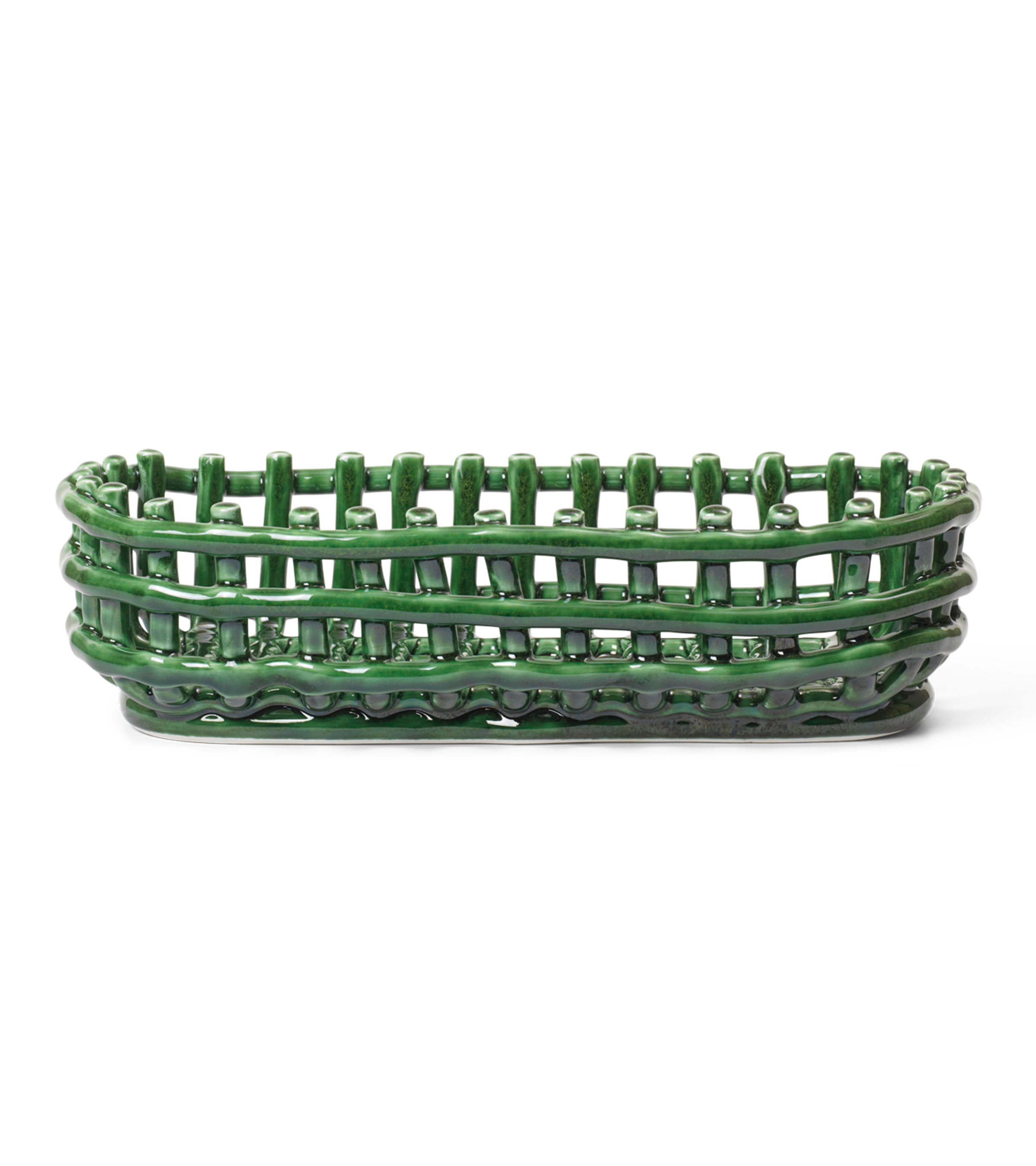 CERAMIC BASKET OVAL green