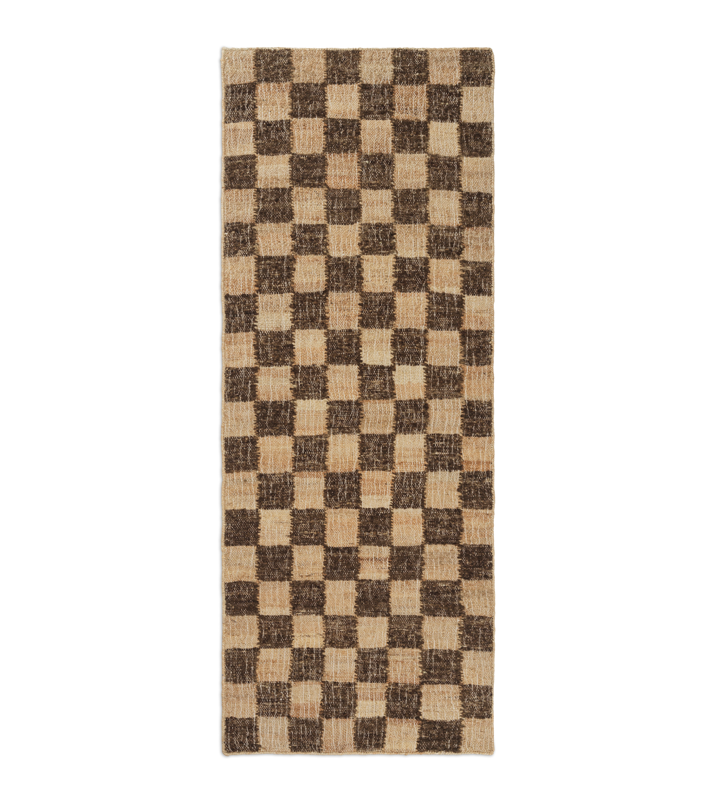 CHECK brown wool-jute runner