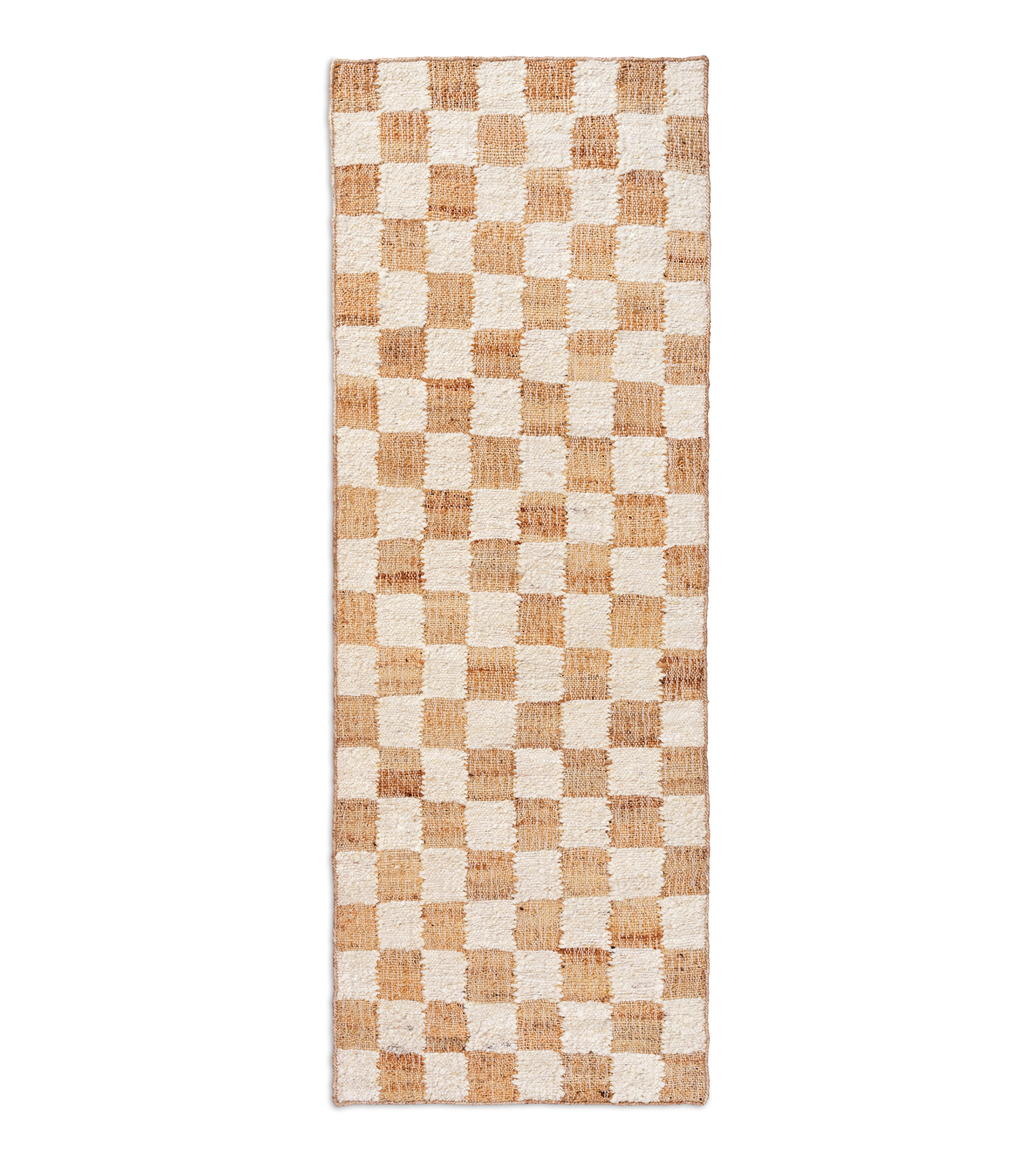 CHECK beige wool-jute runner
