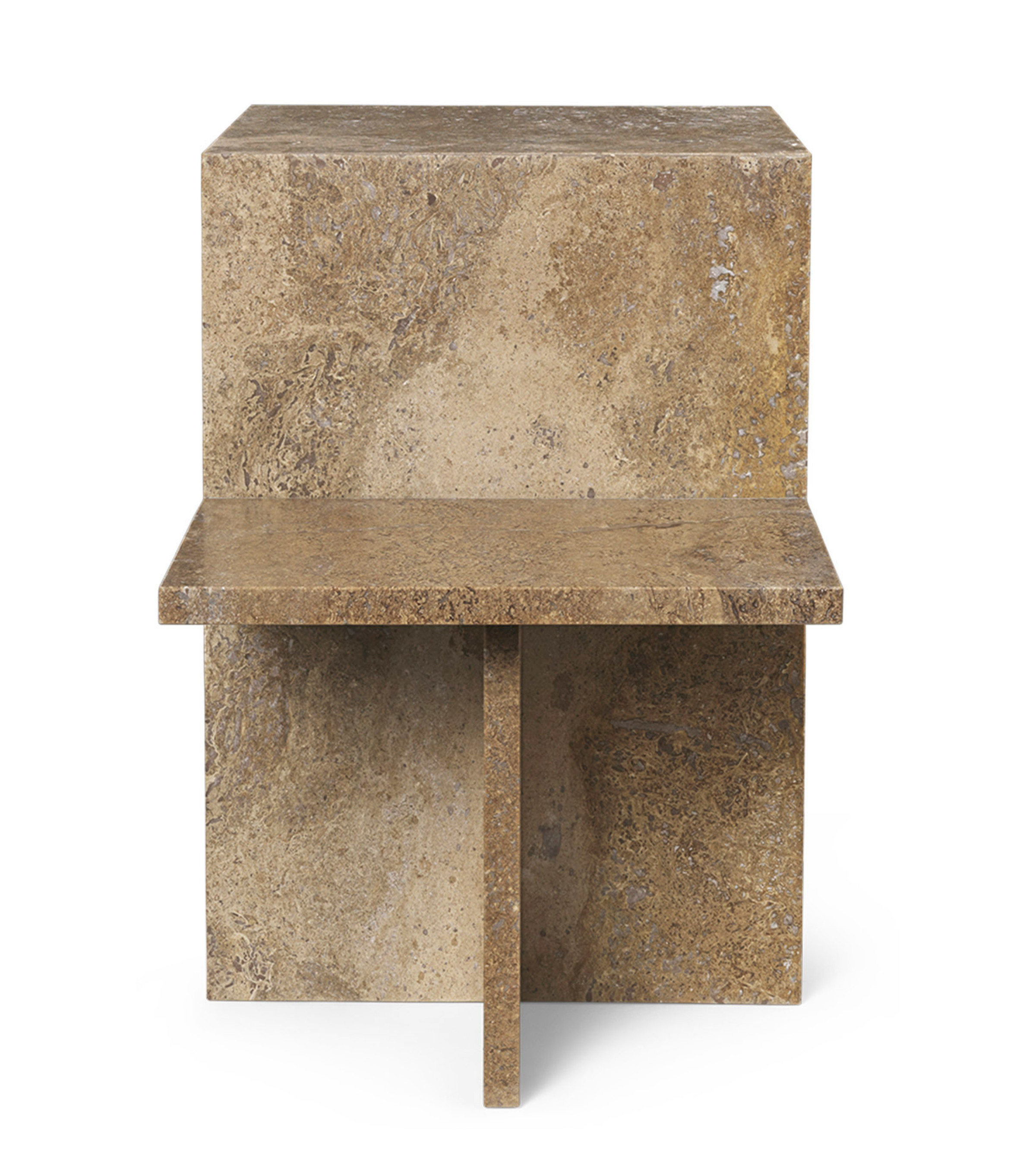 DISTINCT side table in dark brown travertine