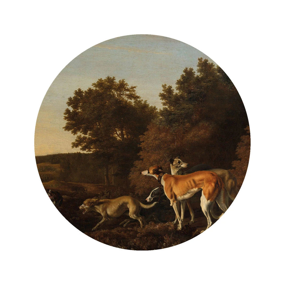 Muurschildering in de vorm van een cirkel DOTS - CHART donkergroen met blauw