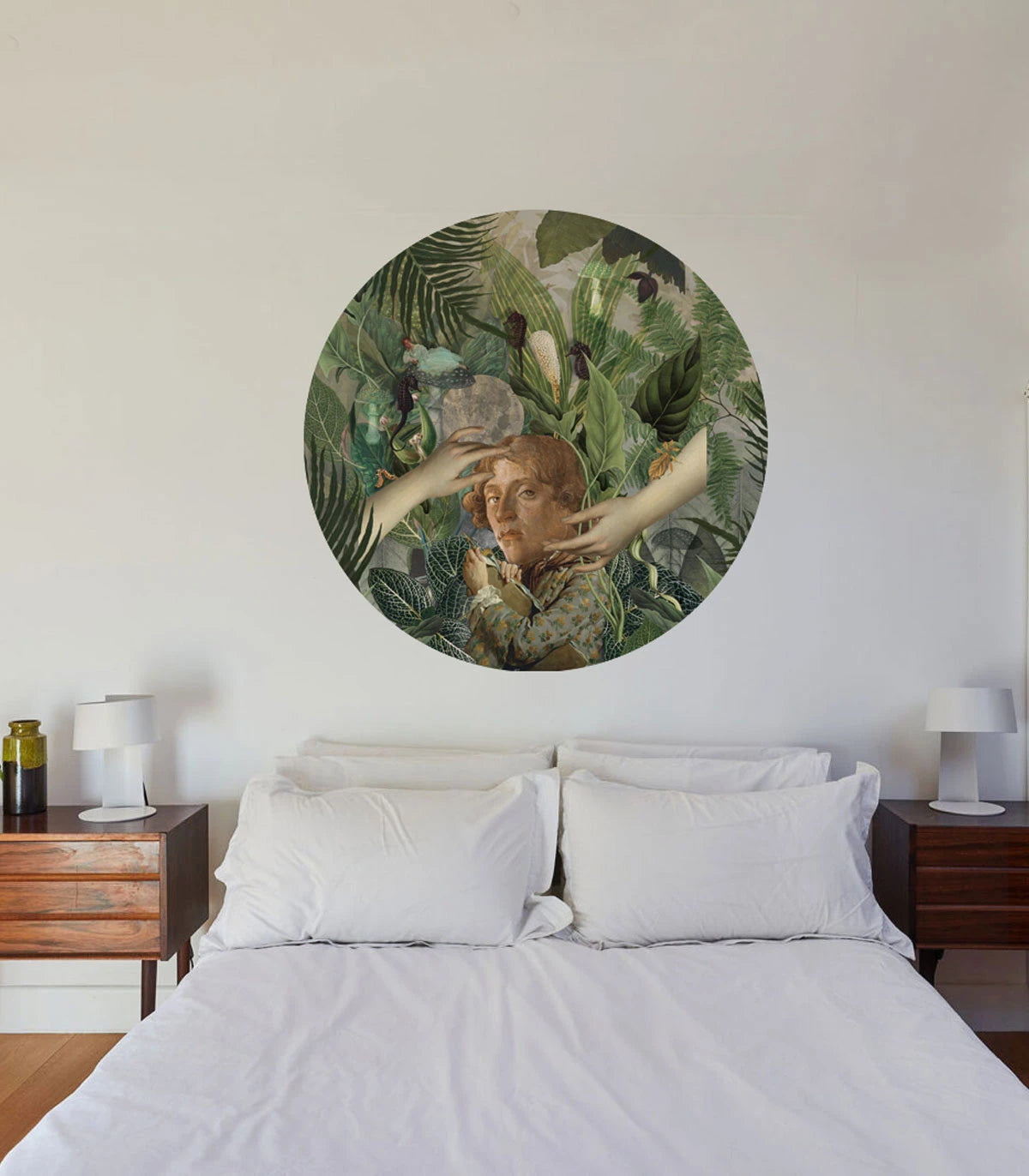 Muurschildering in de vorm van een cirkel DOTS - GROENE MAN groen