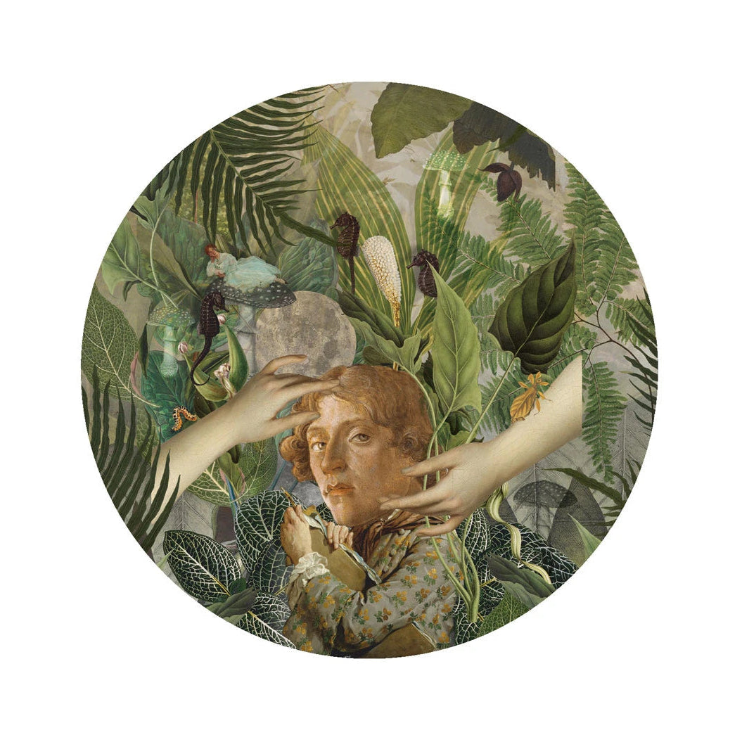 Muurschildering in de vorm van een cirkel DOTS - GROENE MAN groen