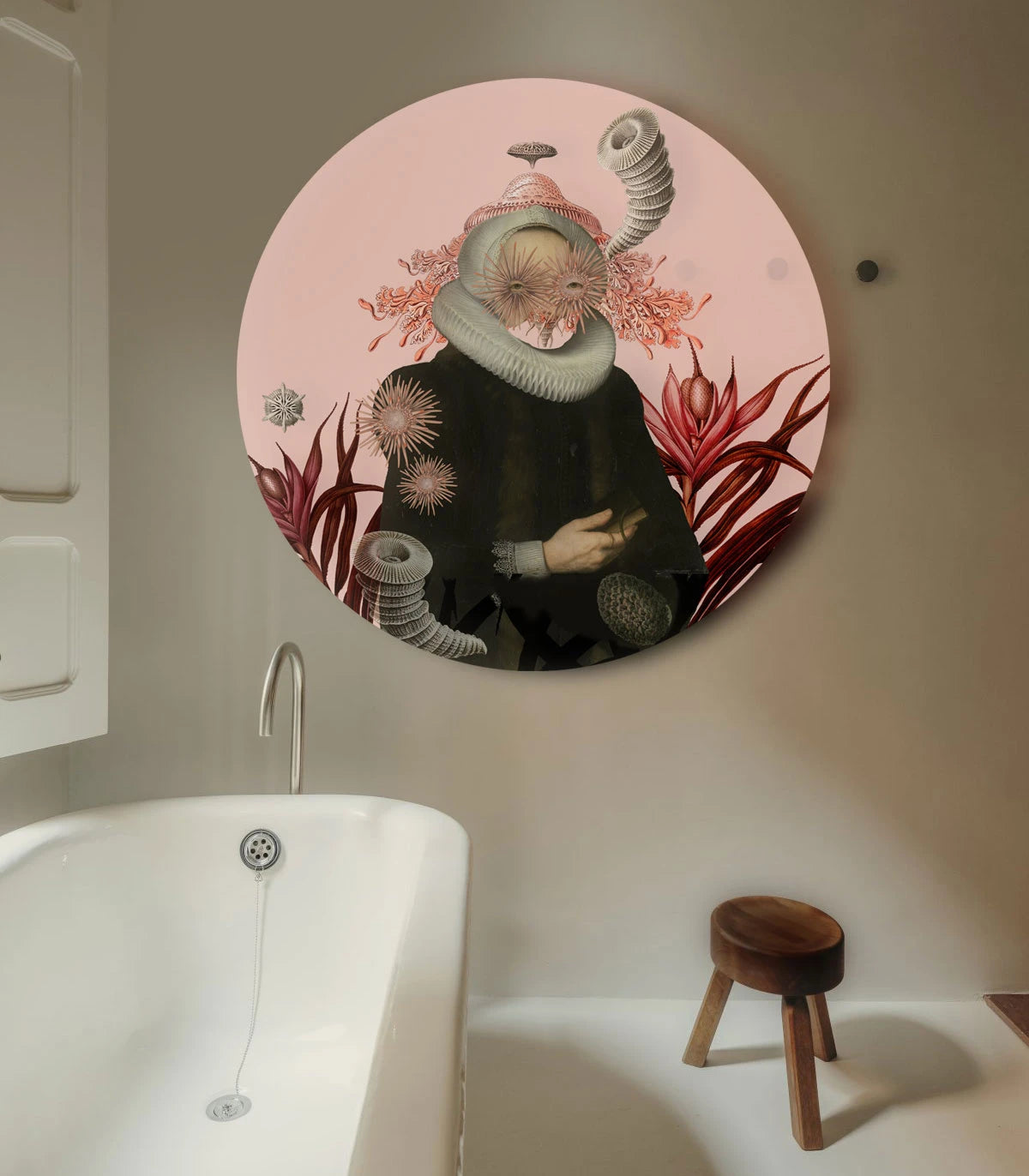 Wandbild in Kreisform DOTS - LADY MEDUSA rosa