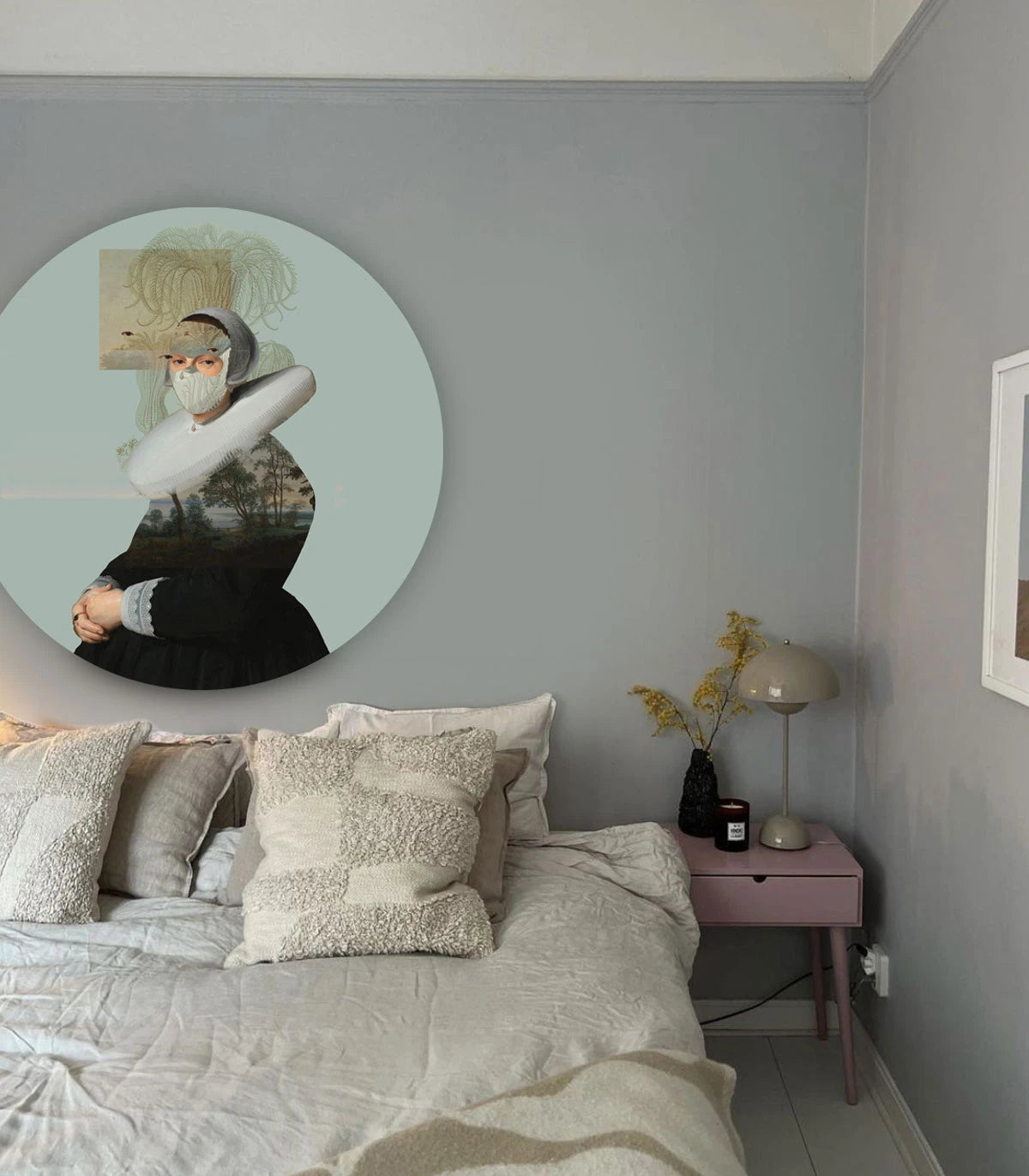 Wandbild in Kreisform DOTS - LANDSCAPE MUSE grün