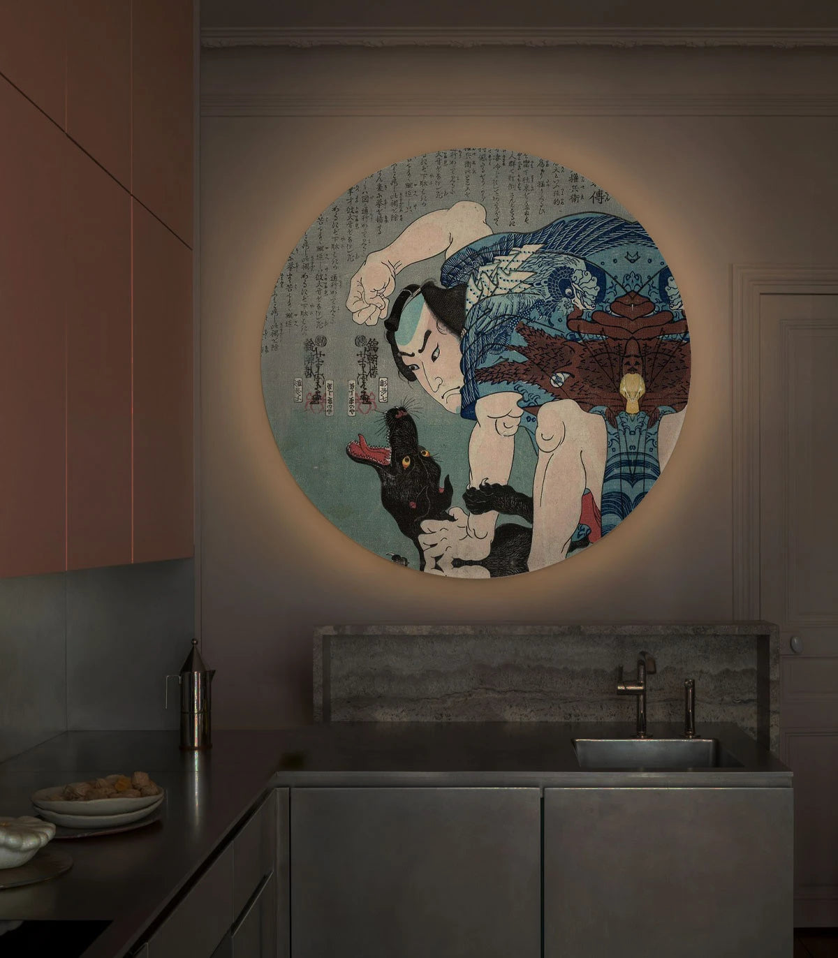 Wandlamp DOTS LIGHTING - SAMURAI ONTMOETING grijsblauw