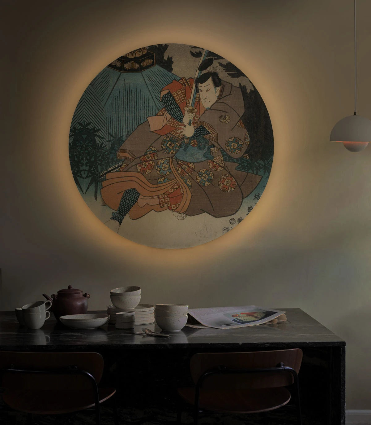 Wandlamp DOTS LIGHTING - WARRIOR ETHOS beige met blauw