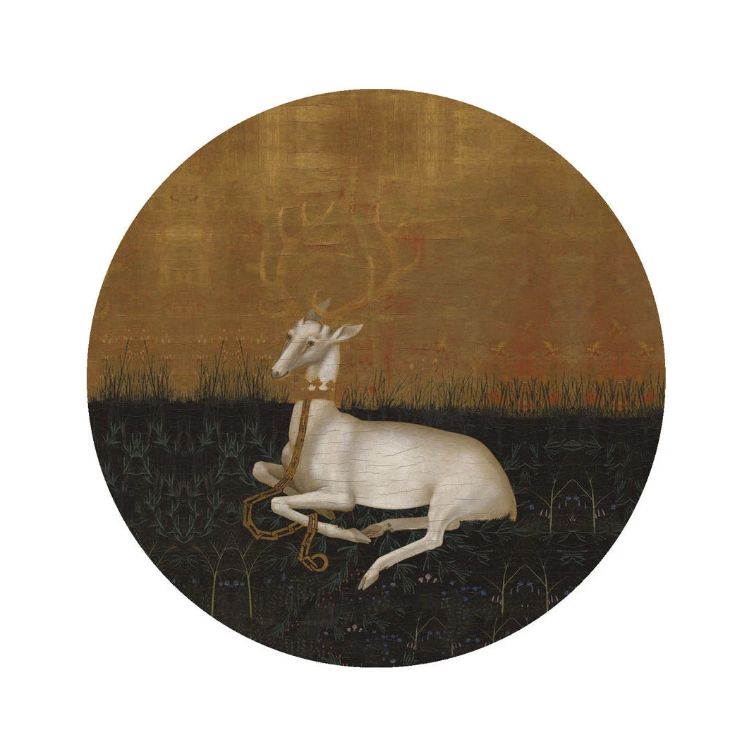 Muurschildering in de vorm van een cirkel DOTS - MAJESTIC REST goud met groen