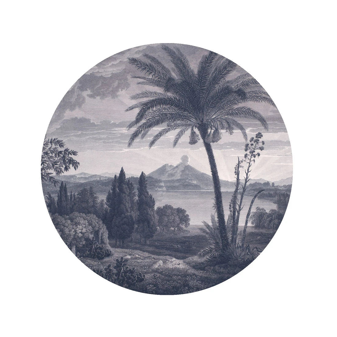 Wandbild in Kreisform DOTS - TROPICAL VOLCANO VISTA BLUE blau