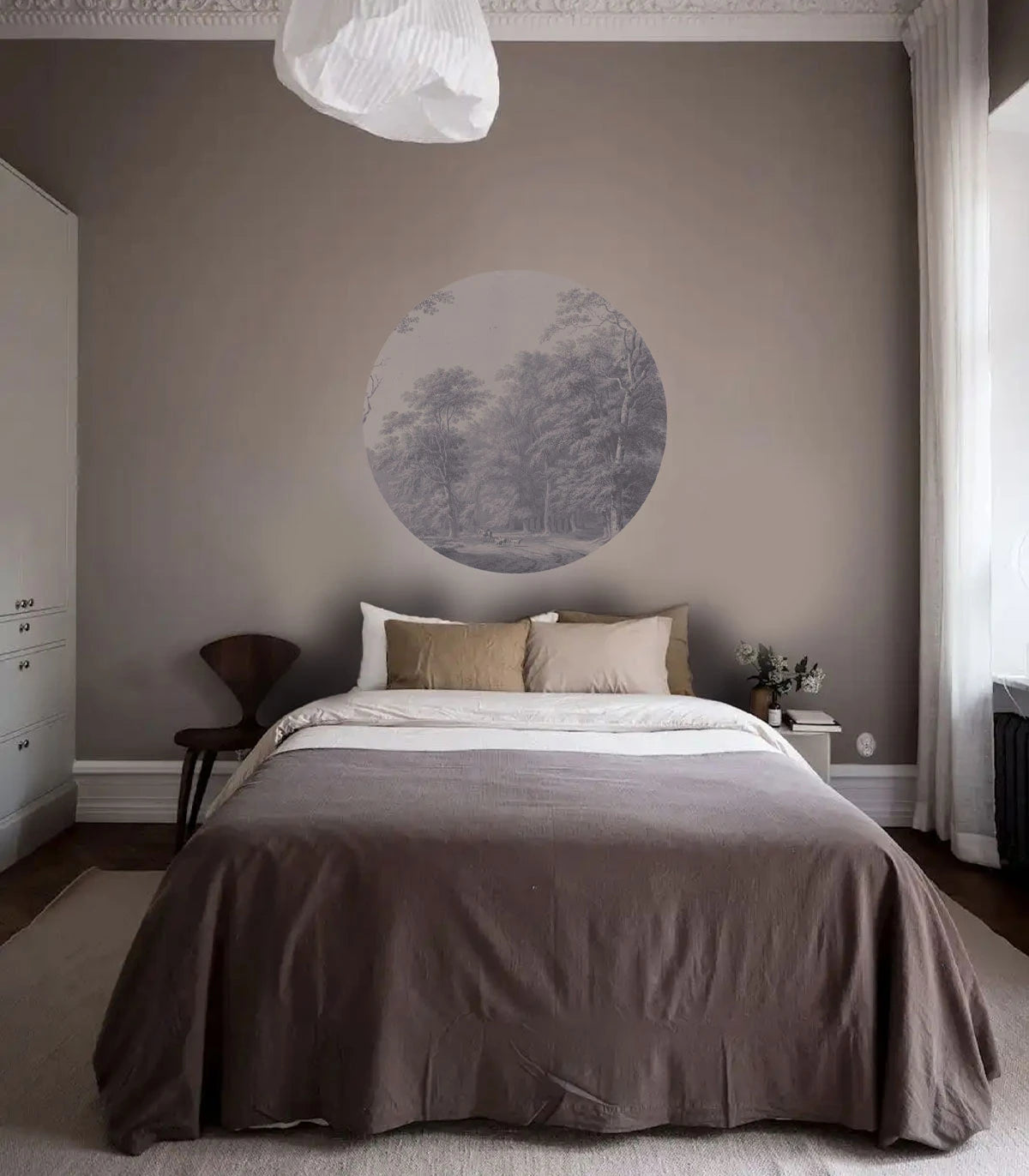 Wandbild in Kreisform DOTS - WASSERFARBE HAIN gedämpftes Blau