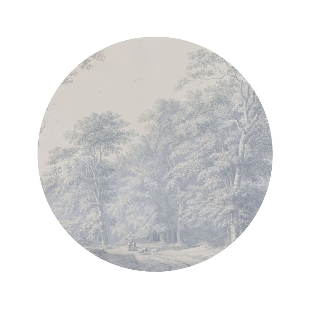 Wandbild in Kreisform DOTS - WASSERFARBE HAIN gedämpftes Blau