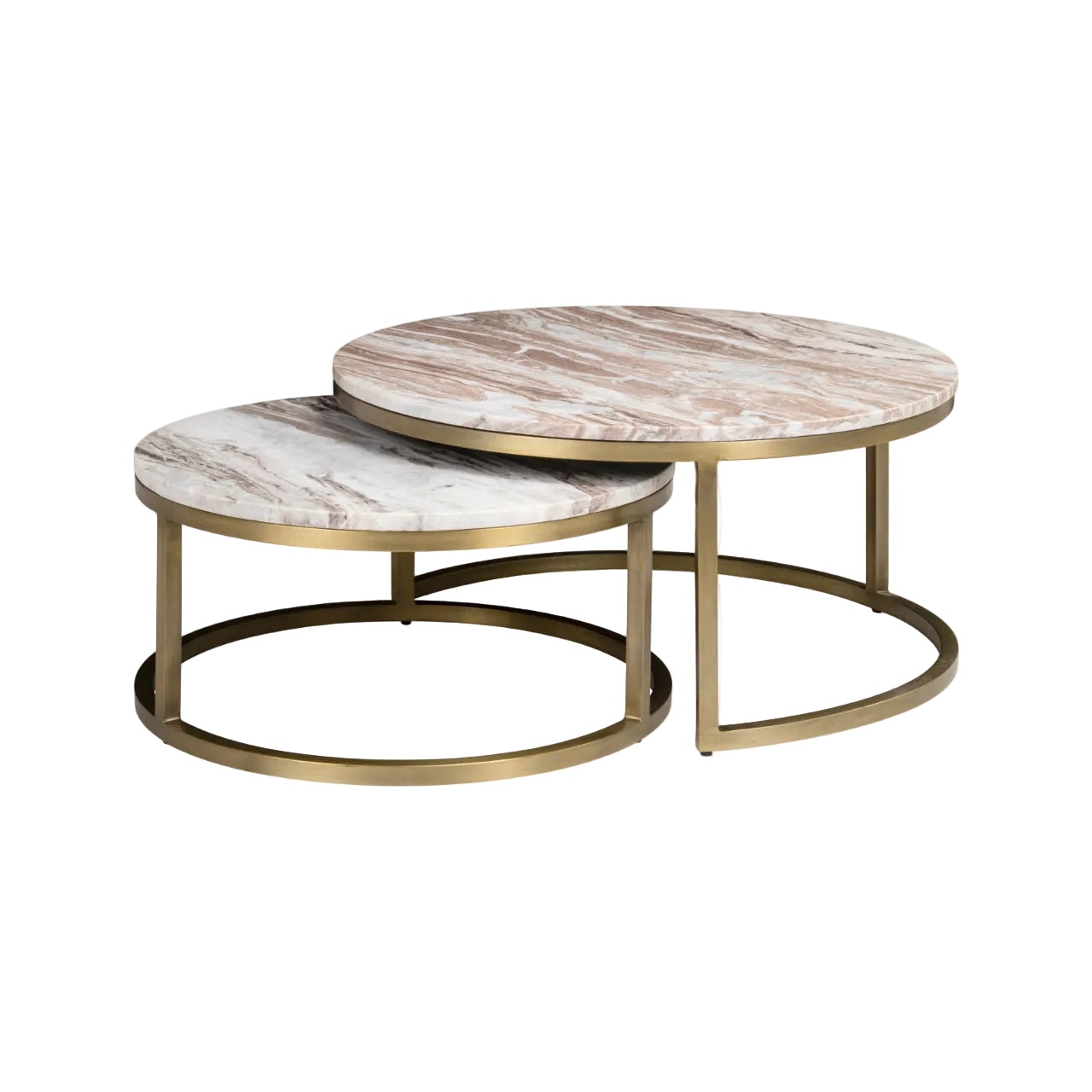 Set van salontafels BOTTEGA goud met marmeren blad